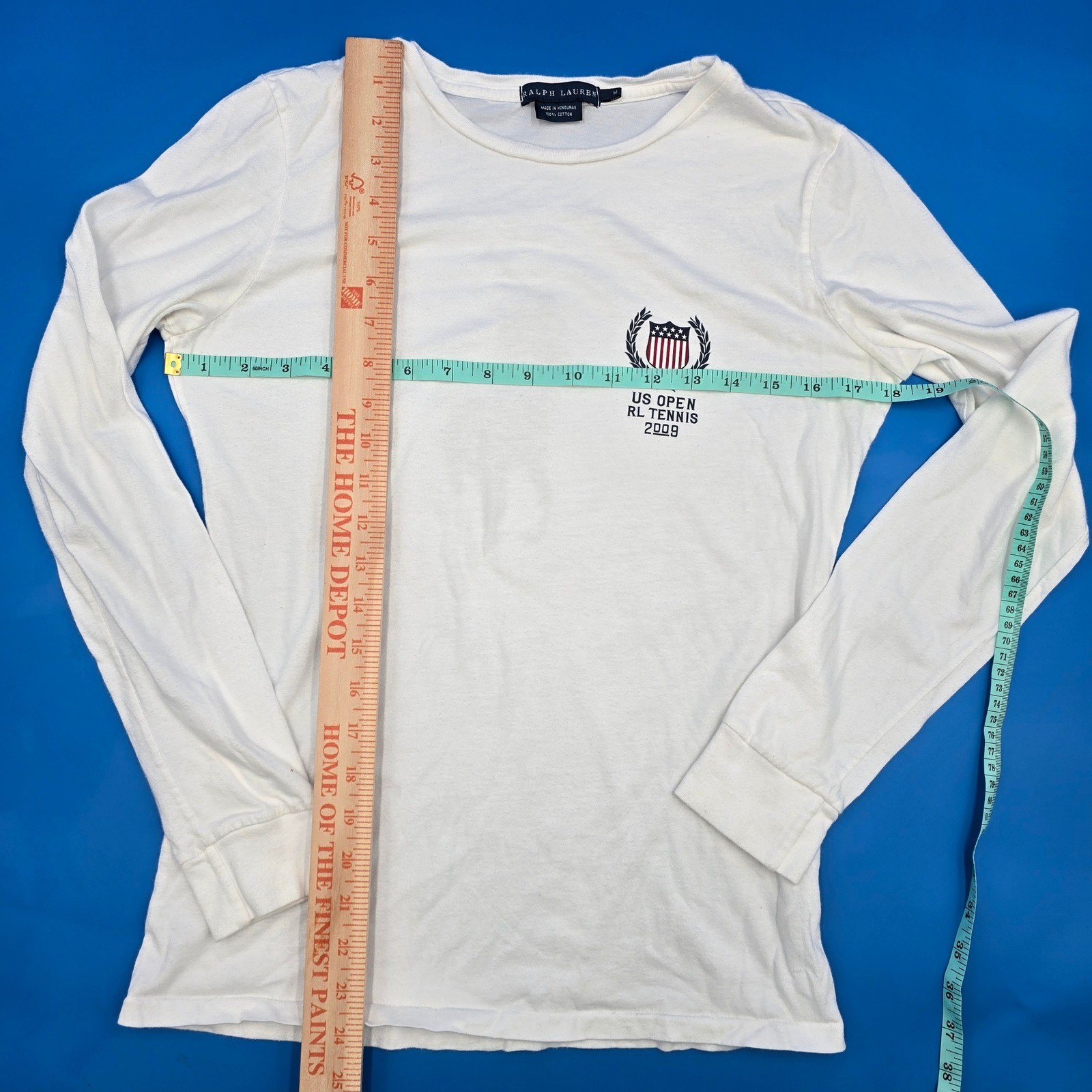 Ralph Lauren US Open 2009 Tennis LS Shirt White Big Pony Unisex M (Slim) gallery
