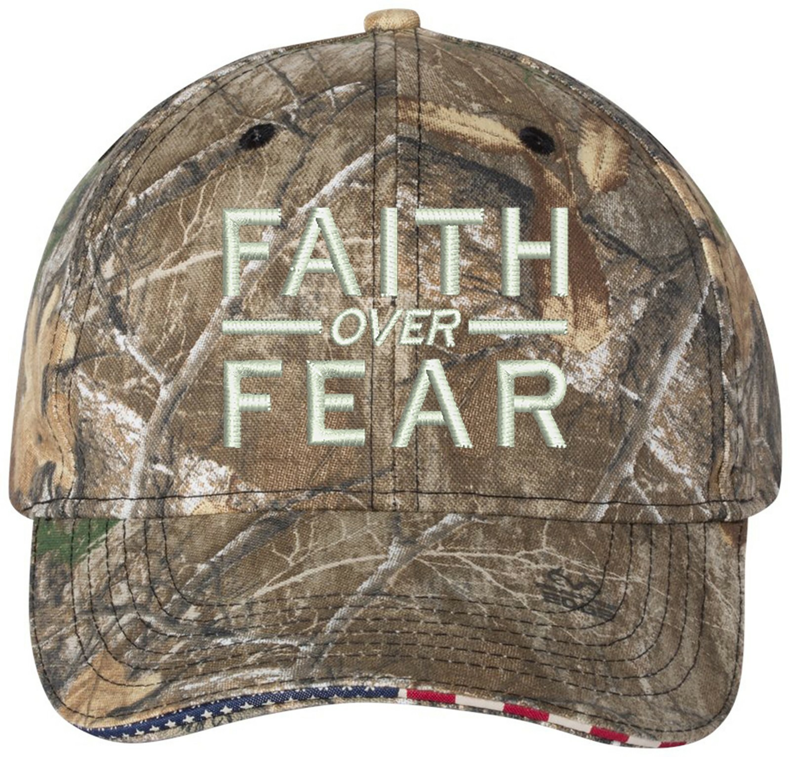 Faith Over Fear Embroidered Camo Structured Adjustable One Size Fits All Hat gallery