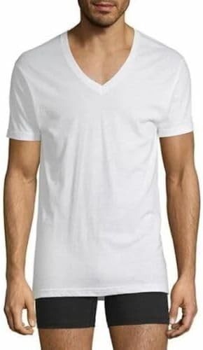 Stafford 4-Pack Men’s White L Vneck T-Shirt Super Soft ALL Cotton Undershirt NEW