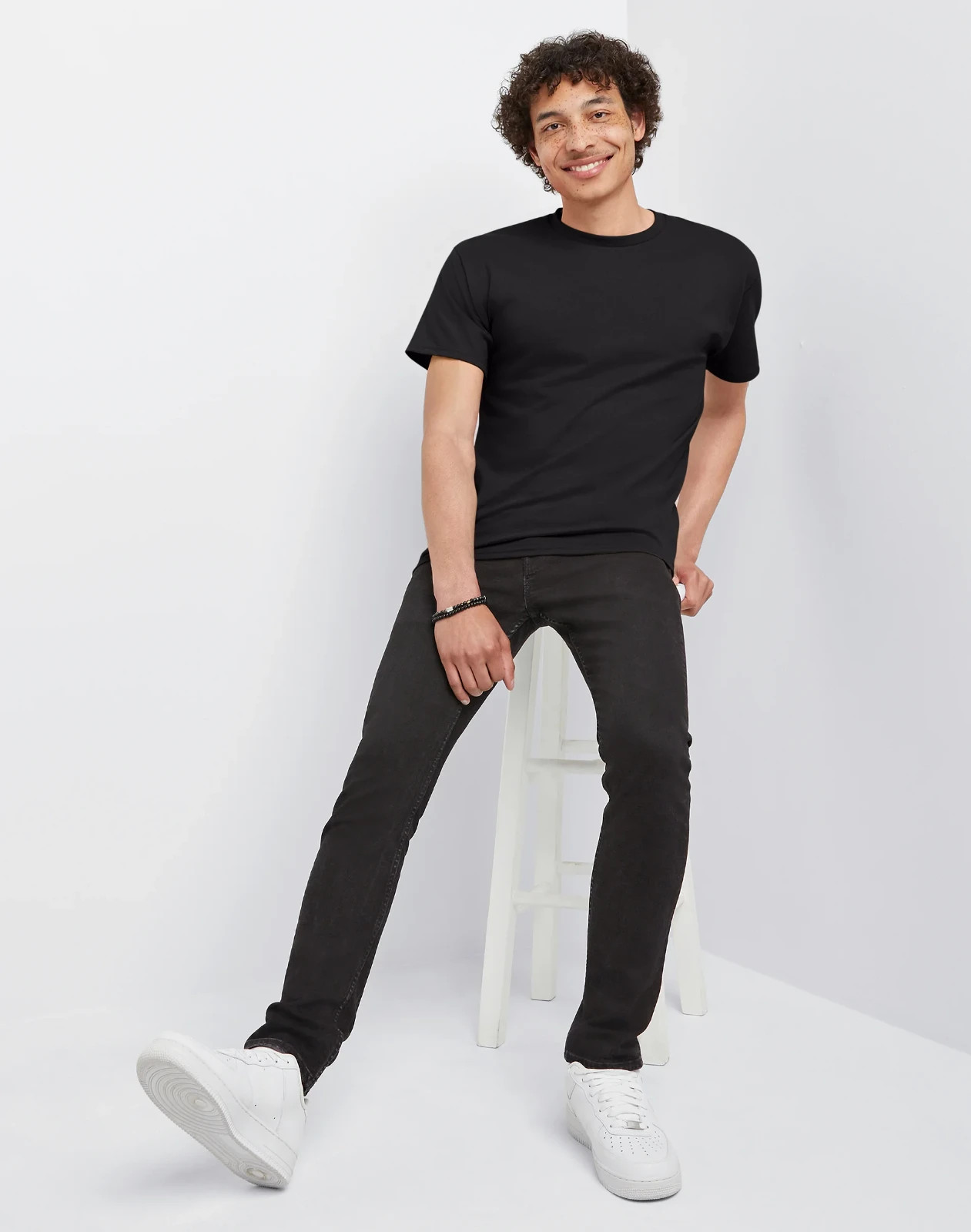 Hanes Men Crew neck T-Shirt 4-Pack ComfortSoft 100% Cotton Heavyweight Tee Plain gallery