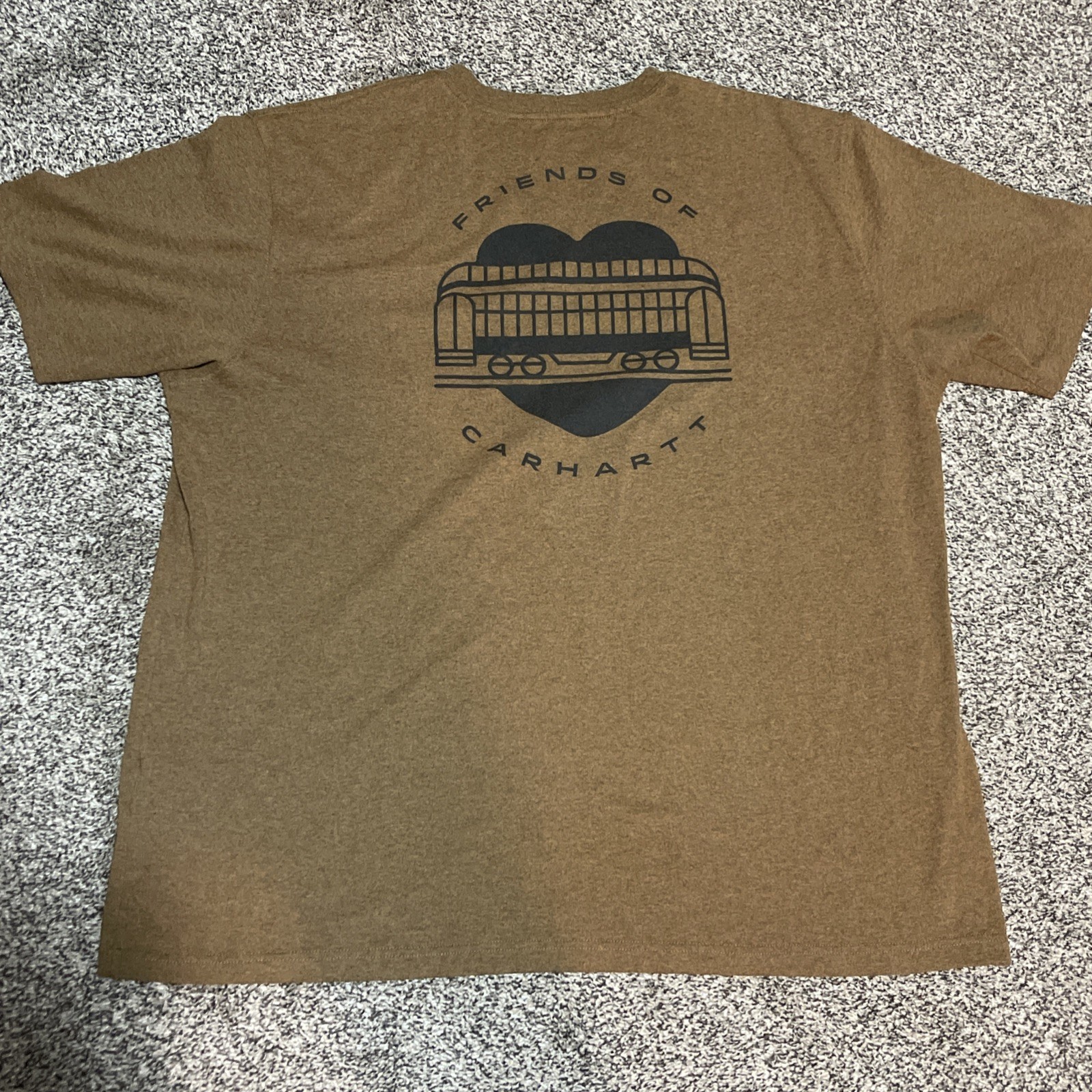 Friends Of Carhartt Shirt Men XLarge Brown Pocket Tee Loose Baggy Fit Distressed