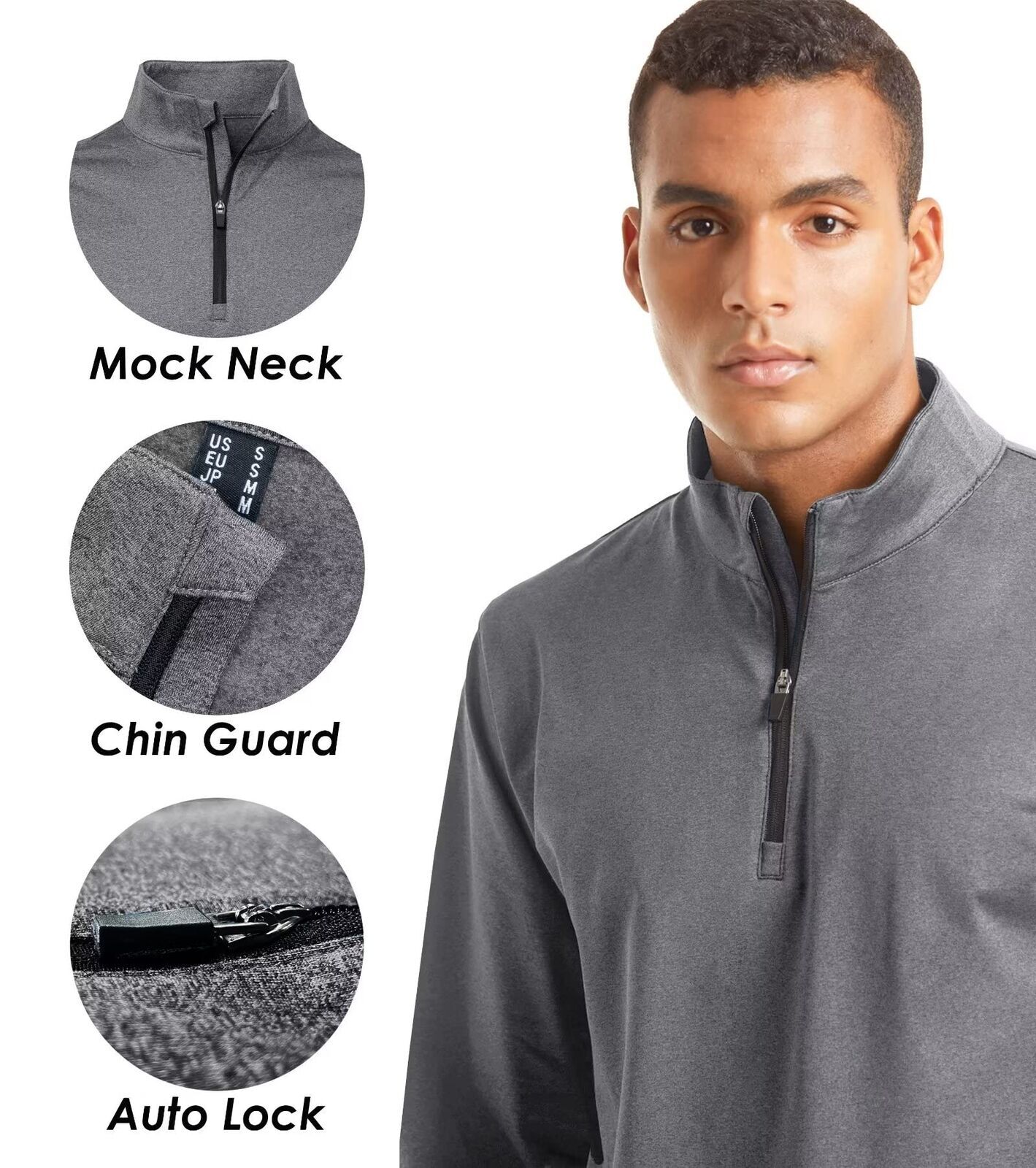 Men's Long Sleeve 1/4 Zip Up Sweatshirts Mock Neck Golf Sport Running T-Shirts gallery
