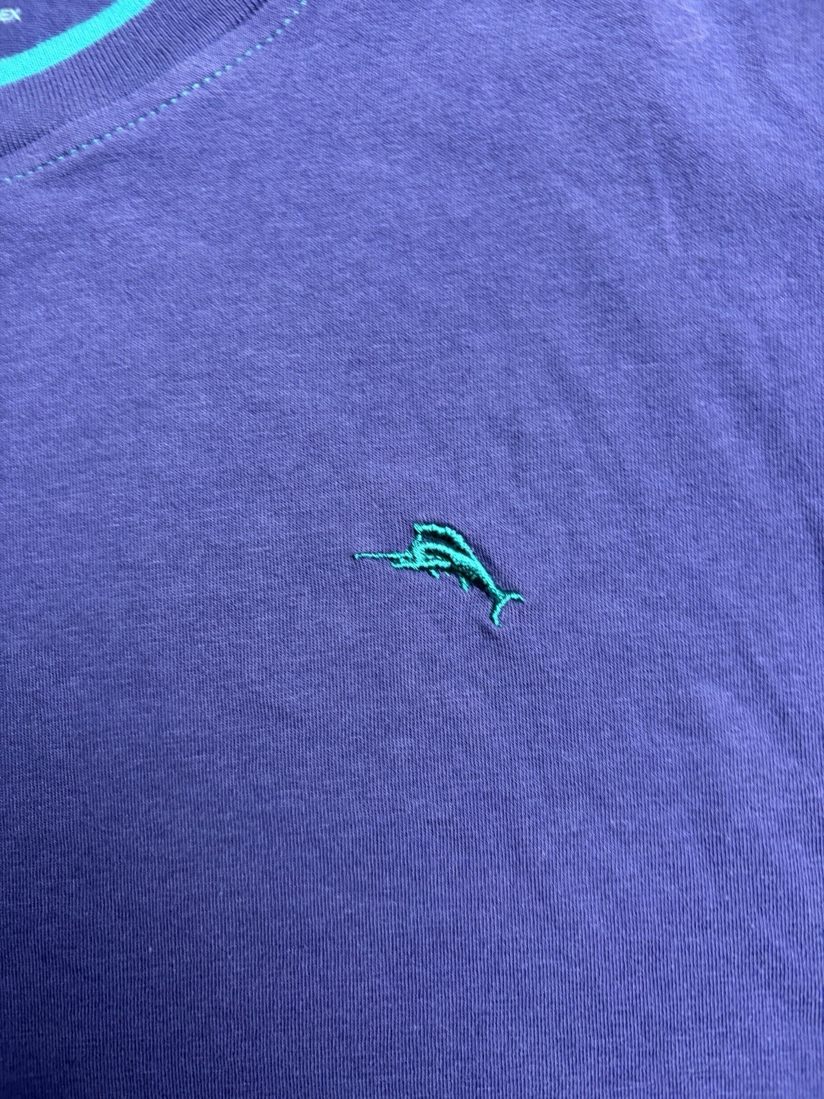 Tommy Bahama Mens XL Navy Blue Cotton Spandex Stretch Marlin Logo T-Shirt gallery
