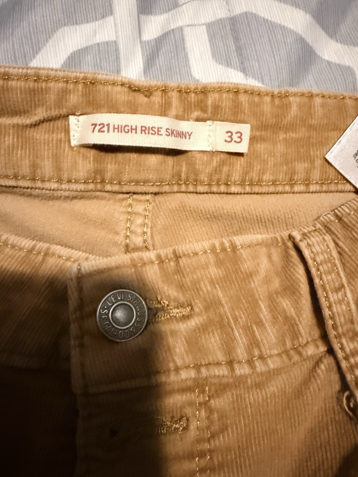 Levi's Men’s Pants 33X30 Brown Corduroy 721 High Rise Skinny Stretch Button Fly gallery