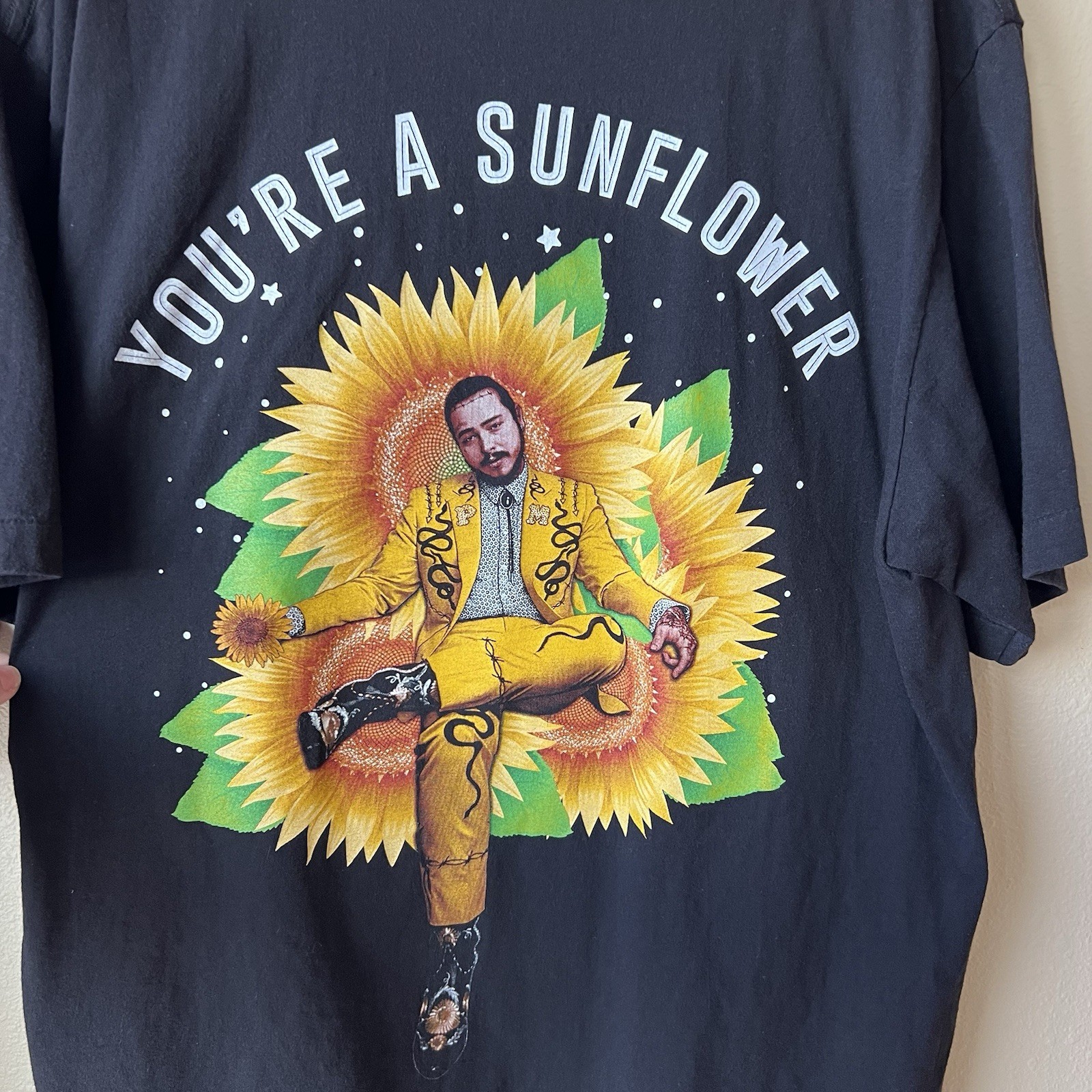 Post Malone T-Shirt Unisex XL Black Sunflower Posty Double Sided RARE The Roxx gallery
