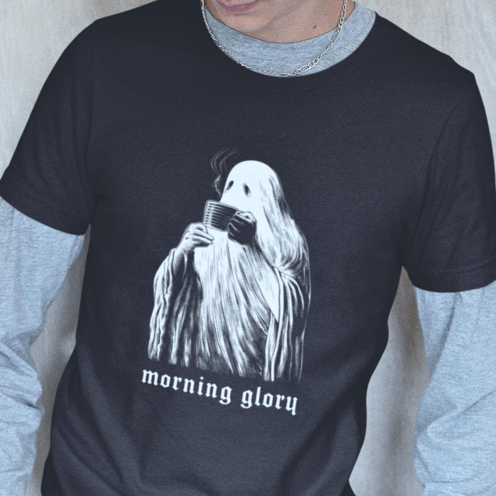 #26 Spooky Ghost Coffee T-Shirt, Oversize & Sweatshirt for Gothic Aesthetic Love