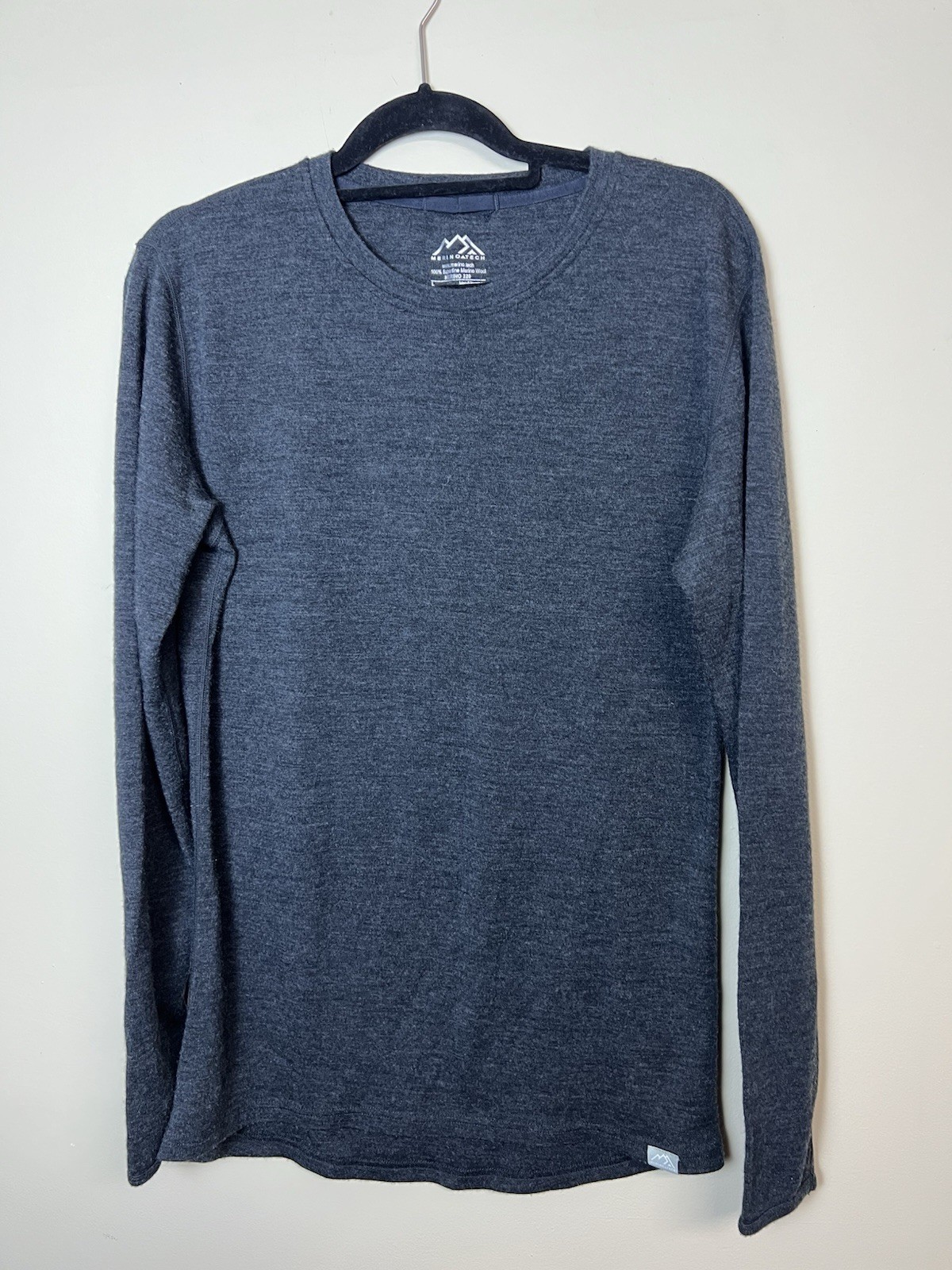 Merino Tech 100% Merino Wool Base Layer Top Mens L Dark Grey Long Sleeve 320 EUC gallery
