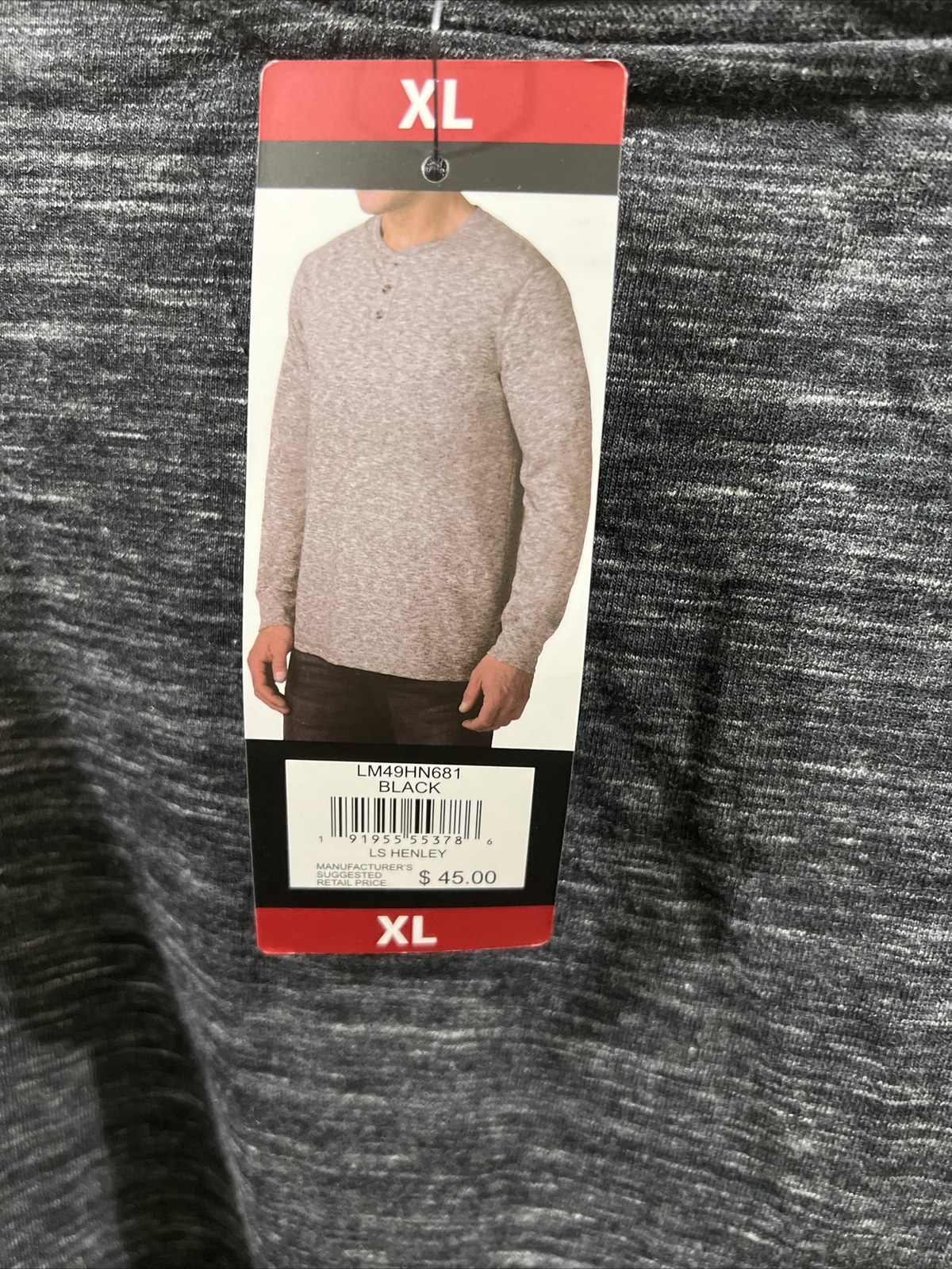 Lee Textured Comfort Henley Shirt Black Men's X-LARGE Stretch $45 gallery