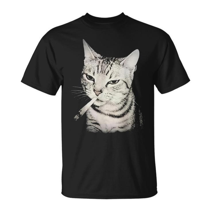 Vintage Smoking Cat Meme Short Sleeve All Size S-234XL T-Shirt gallery