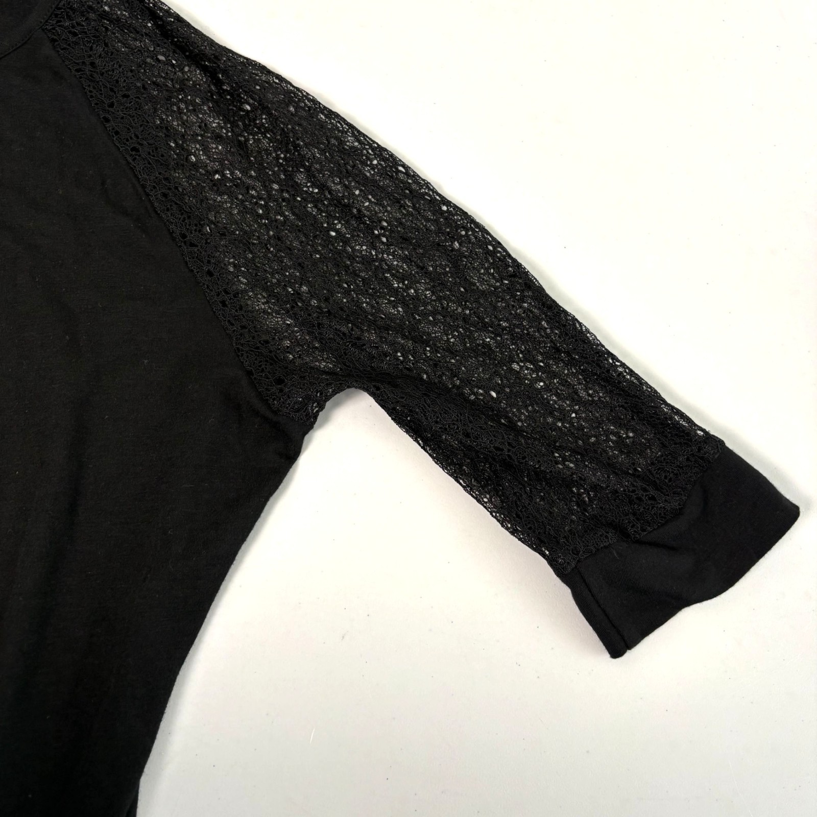 ORTTU Leonardo Top Mens Size M Black Jersey Short Lace Sleeves Sexy Fitted gallery