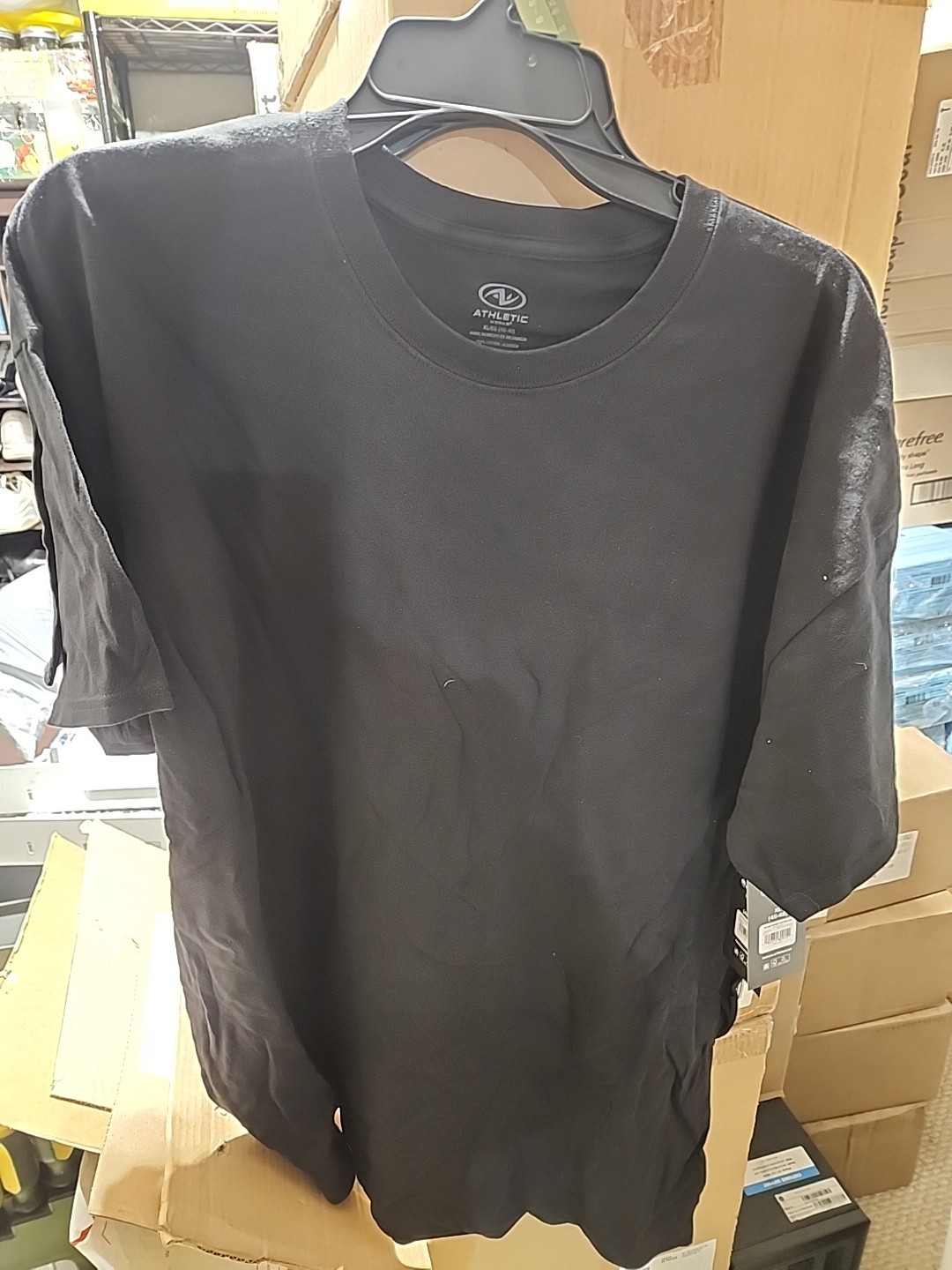 Athletic Works Men’s Black Color Cotton Tee Extra Large size, pack of 6