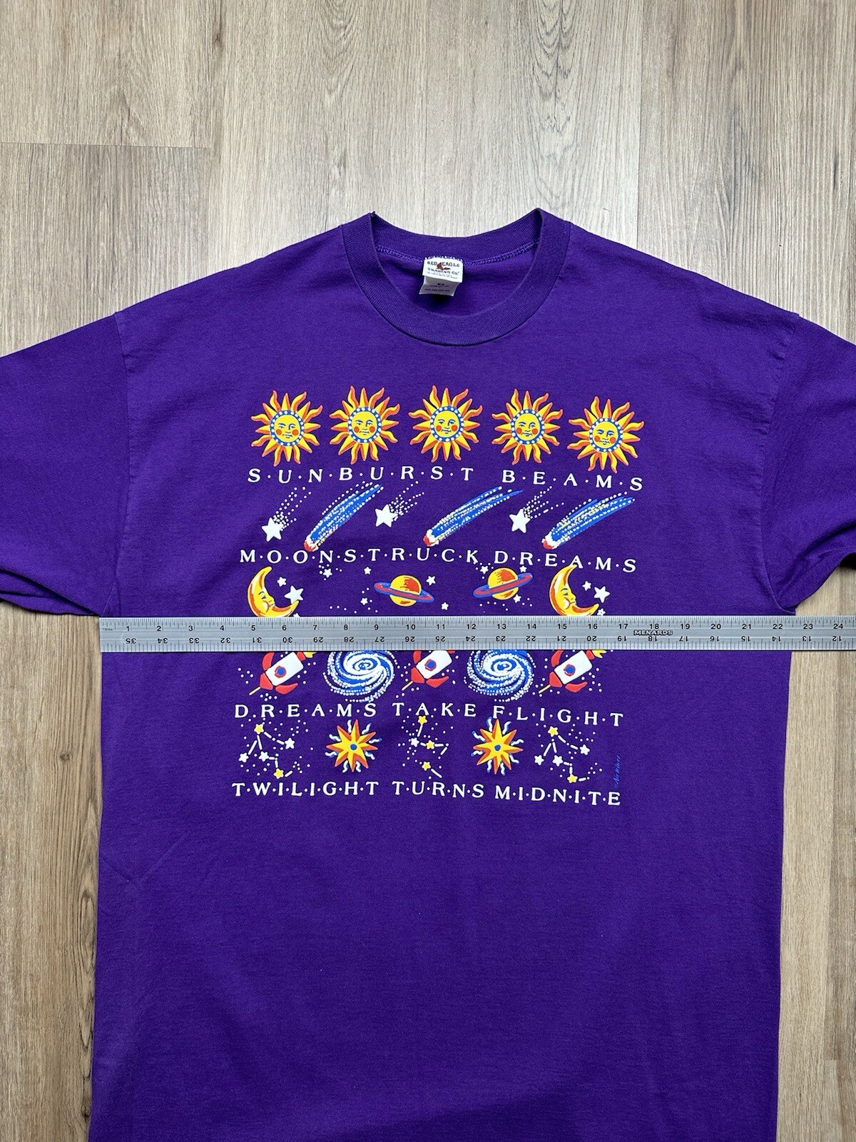 VINTAGE Welcome To Night Purple Space Galaxy Long Sleeve T-Shirt Size OSFA gallery