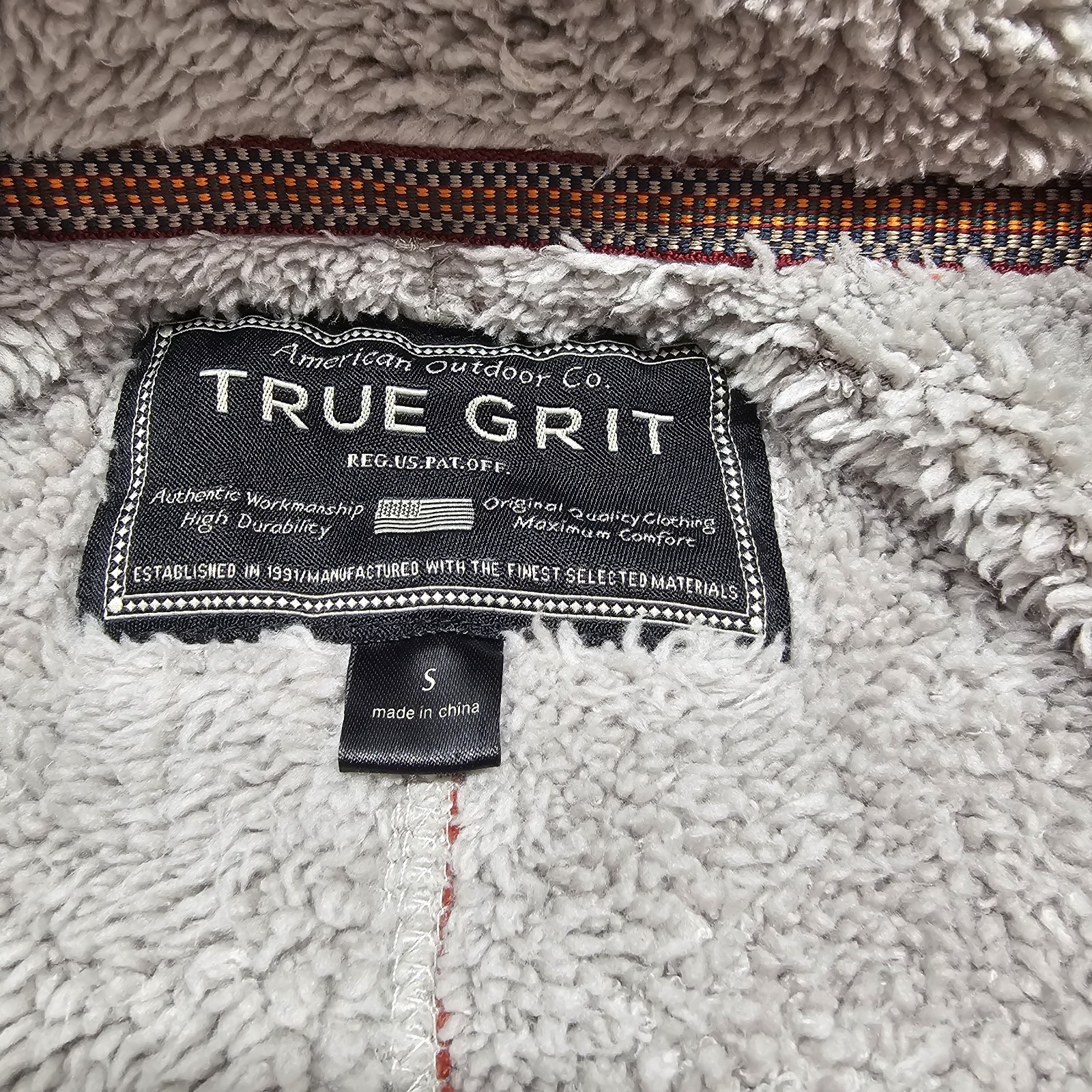 True Grit Men Small Faux Sherpa Pullover Jacket 1/4 Zip Orange Rust Warm Outdoor gallery