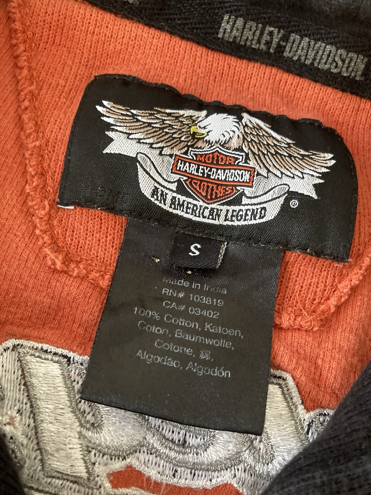 Harley Davidson Henley Shirt Mens Small Embroidered Black Thermal Y2K gallery