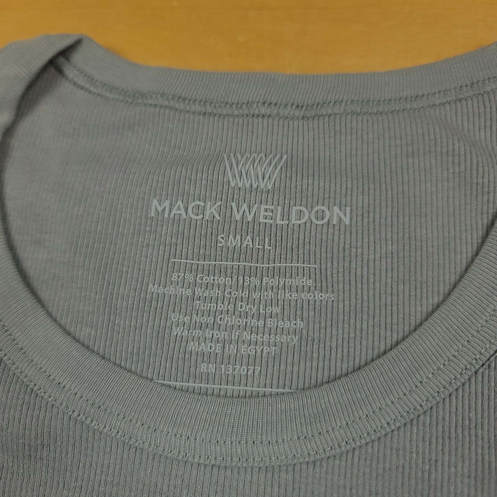 Mack Weldon Men's Ribbed Crew Neck T-Shirt Gray Short Sleeve Size Small gallery