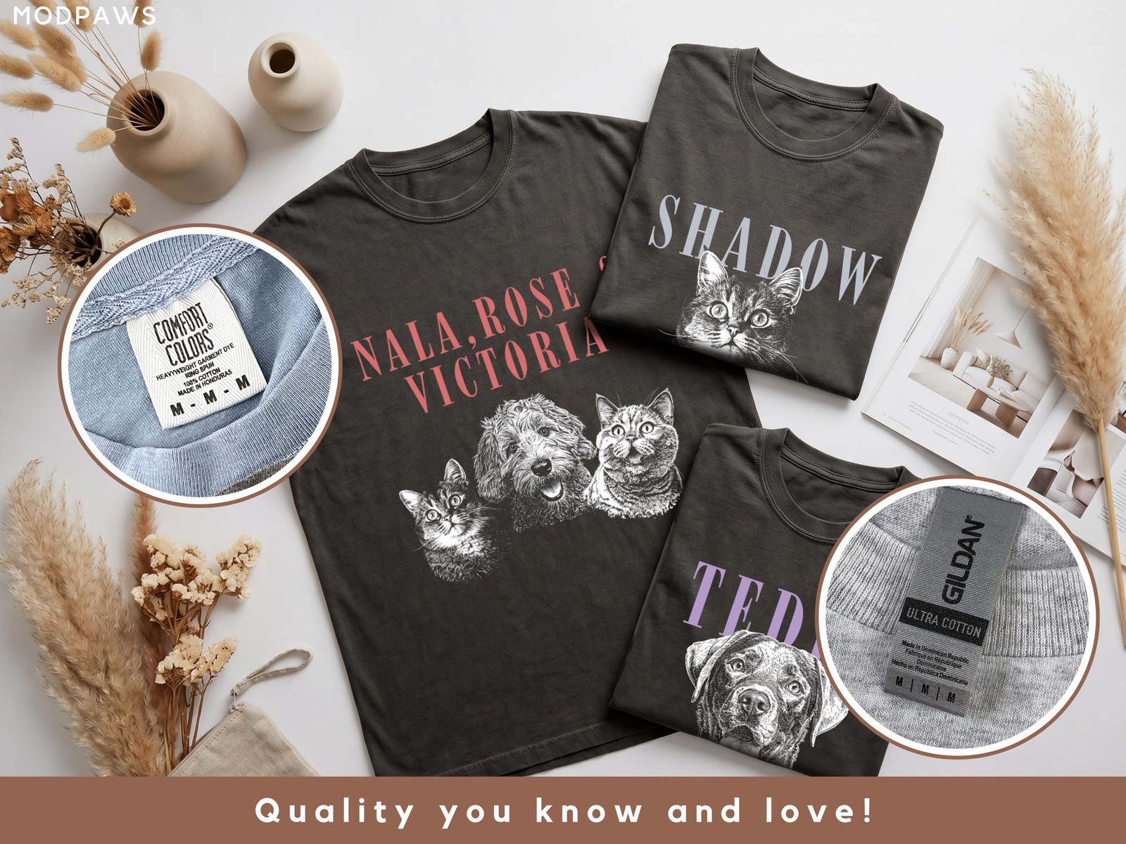 Custom Pet Photo Shirt Personalized Dog Cat Portrait Name T-Shirt gallery