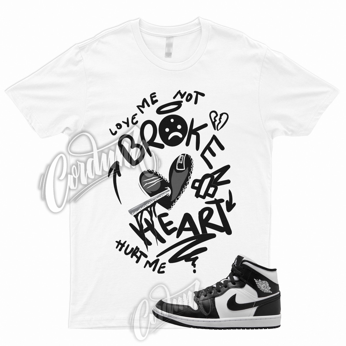 BROKEN T Shirt to Match 1 Mid Panda Black White High Mid Low Retro Next Nature