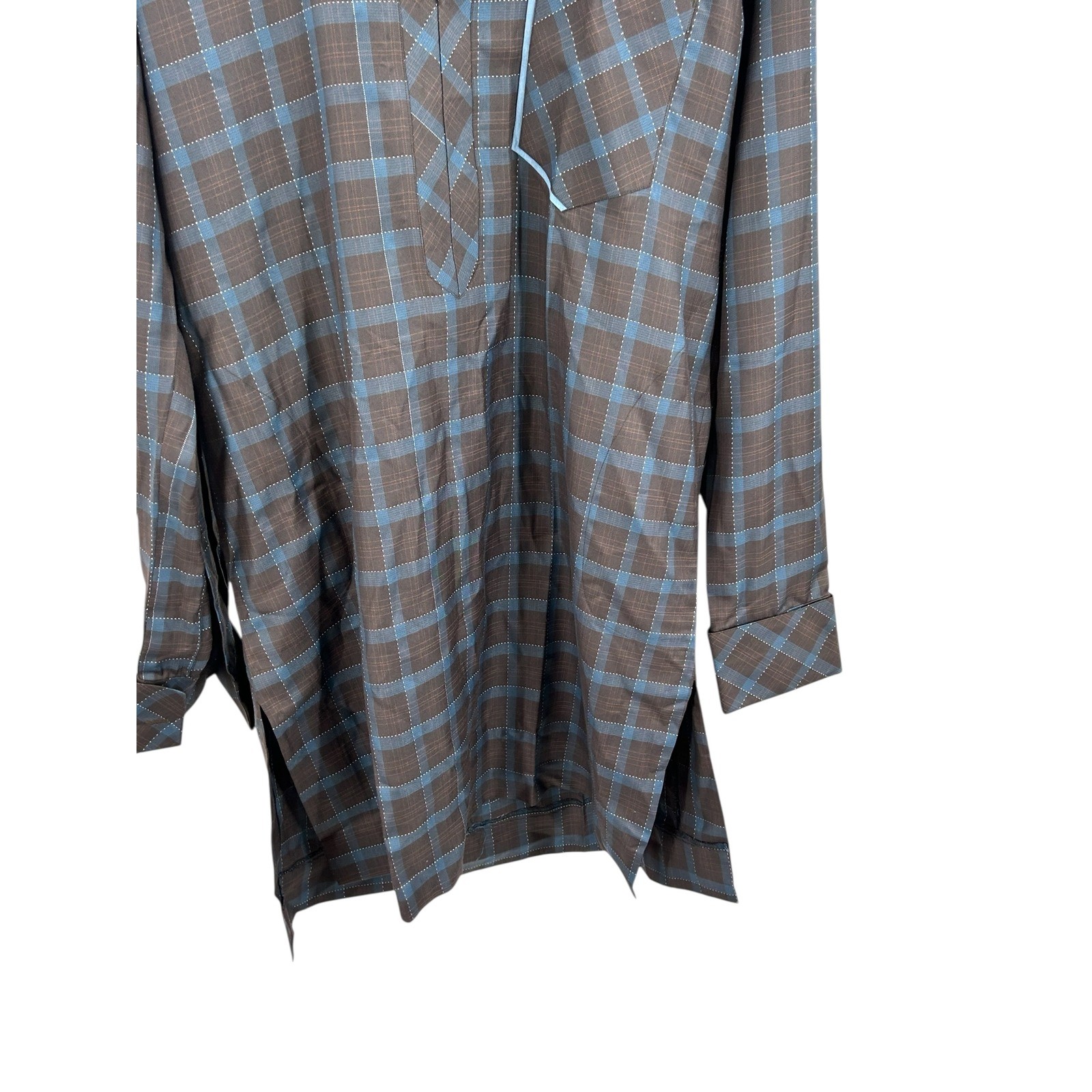 Komplete Apparel Plaid Tunic Shirt Brown Blue Check Longline Kurta Style gallery