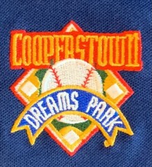 Cooperstown Dreams Park Authentic Baseball V Neck Ringer Blue Shirt Size M #15
