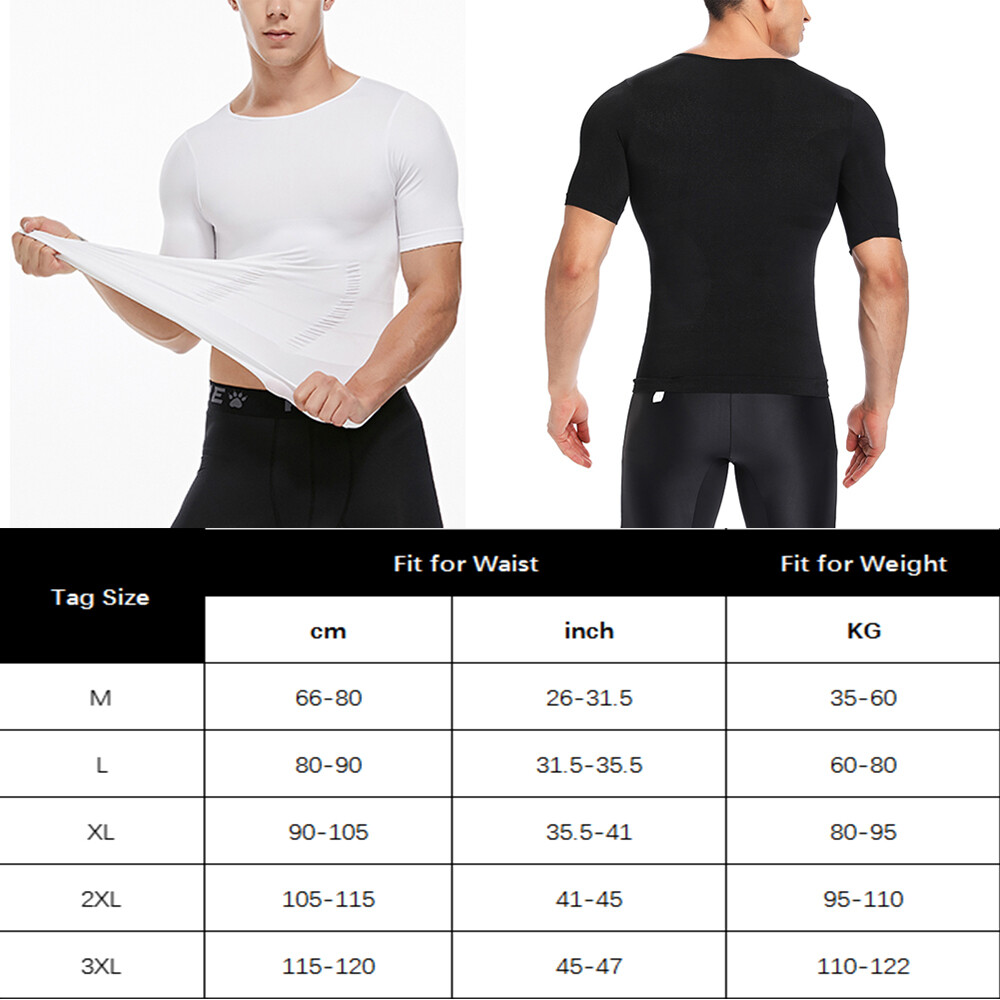 Men Compression Slim Body Shaper Gynecomastia T-shirt Posture Corrector Vests US gallery