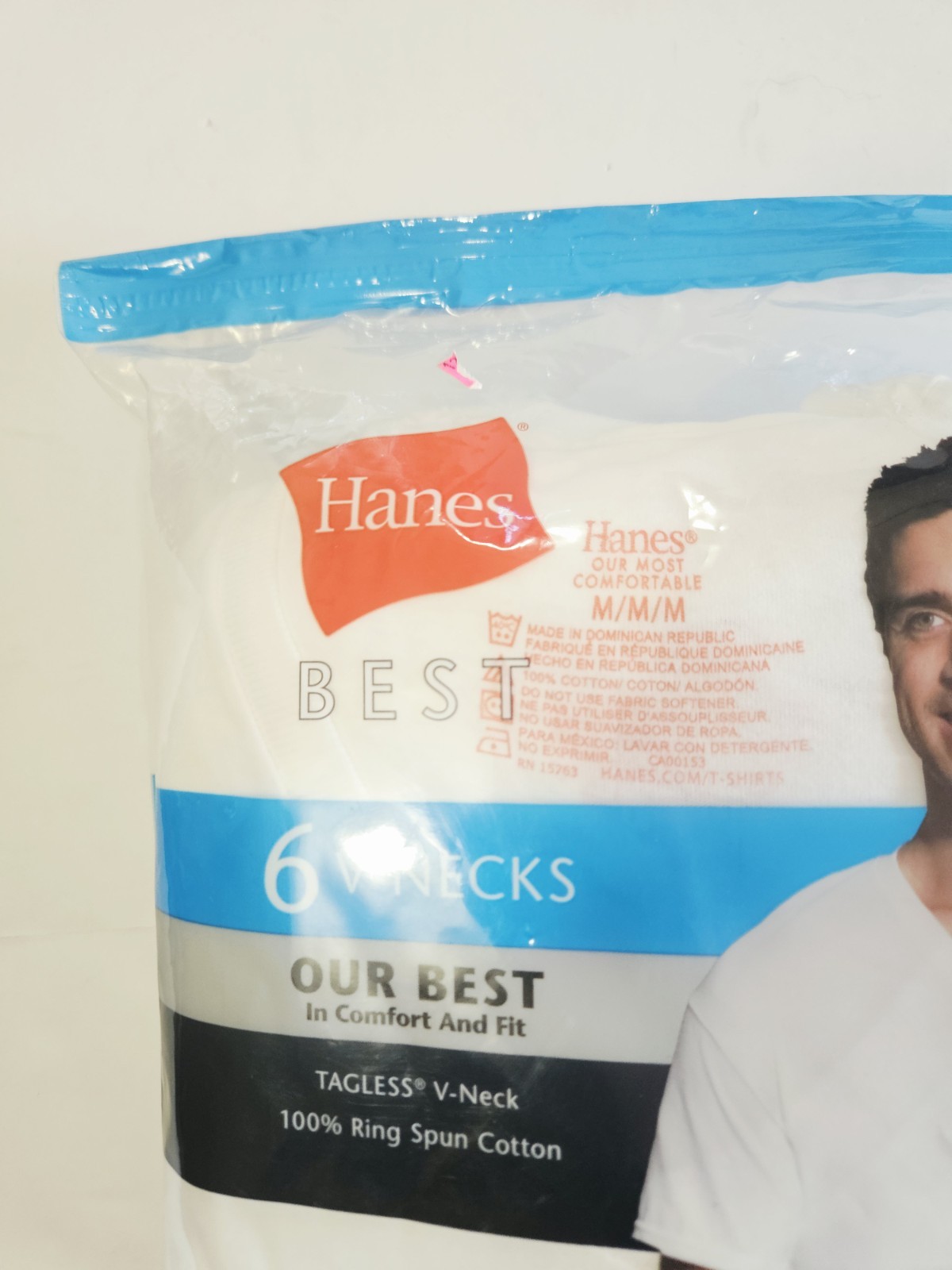 Hanes Best Men's V-Necks Tagless Undershirt Underwear T Shirt Sz M White, 6 Pack gallery