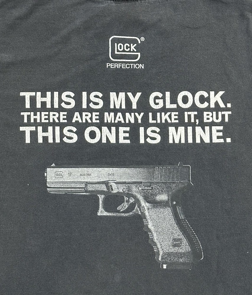 Vintage Glock Tee This Is My Glock There Are Many Like It Gunny Graphic FADED LG