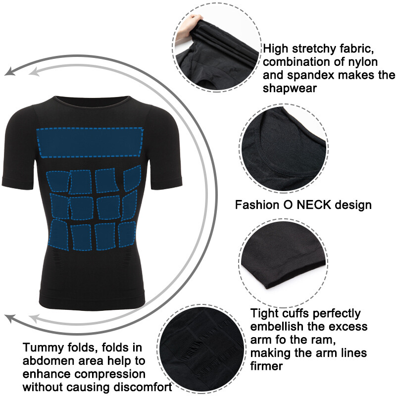 Men's Compression Shirt Tops Slimming Tummy Control Body Shaper Abs Abdomen Vest gallery