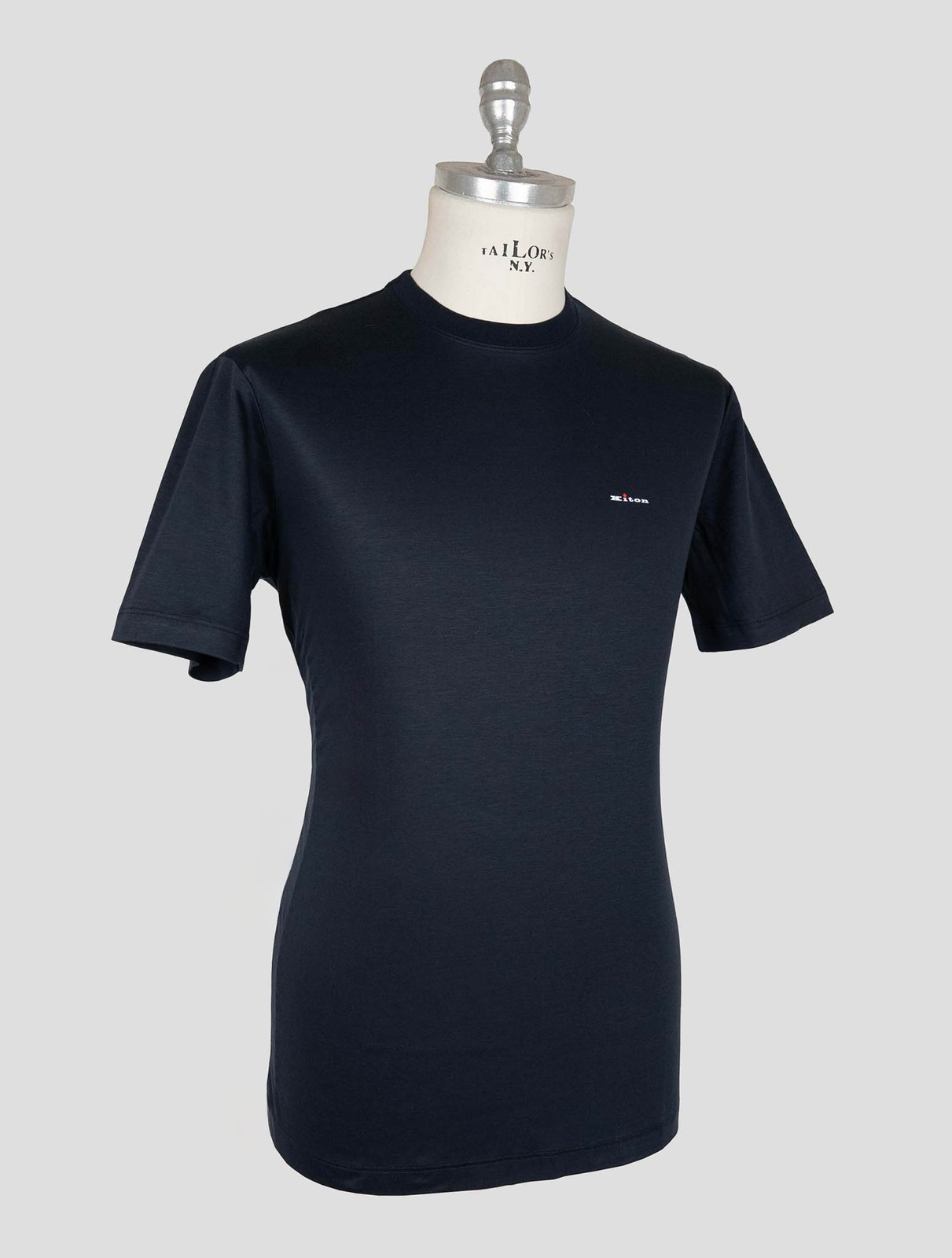 NEW KITON BLUE NAVY COTTON T-SHIRT EU 56 - US 46 - 2XL KMZ54 gallery