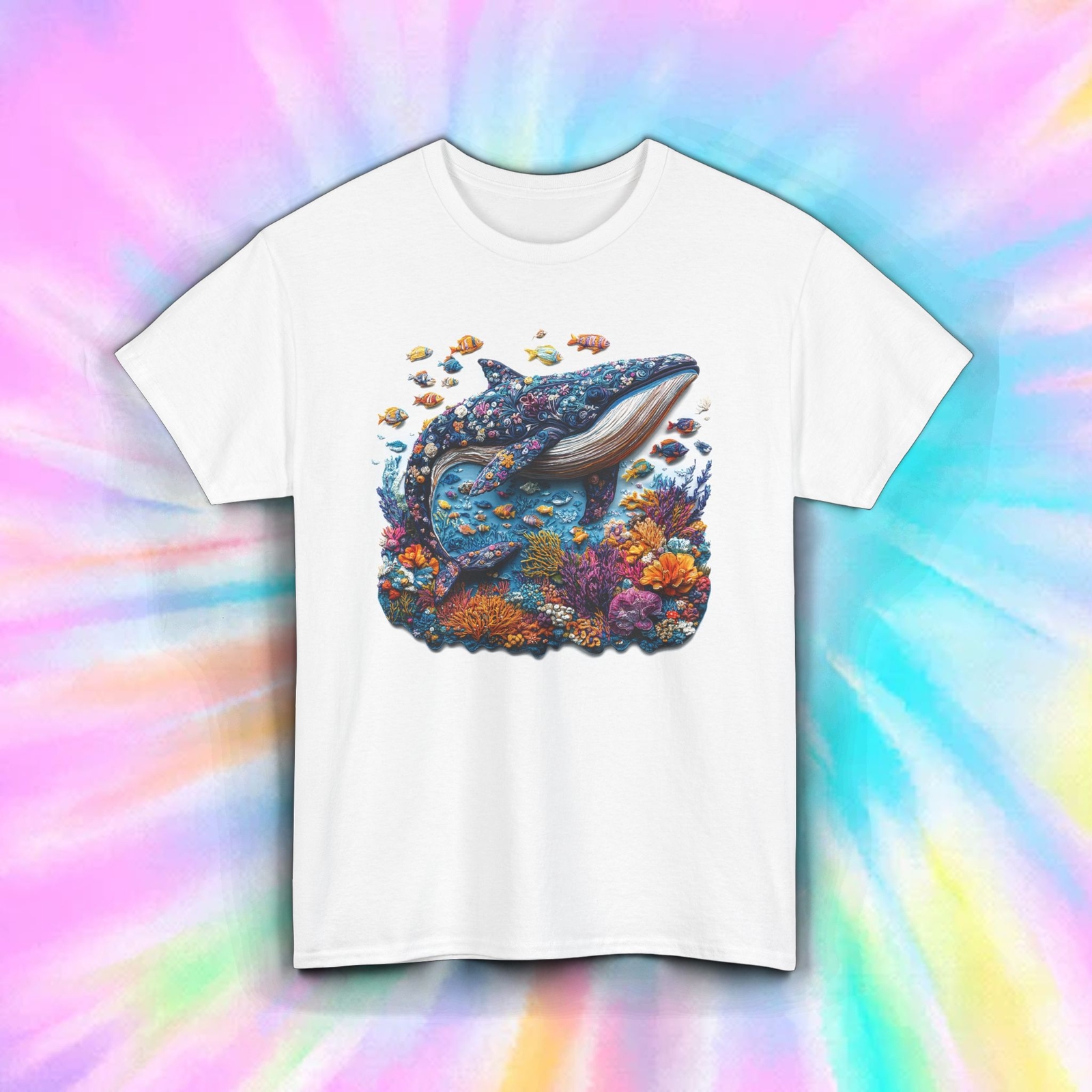 Whale Ocean Shirt Colorful Coral Sea Life Marine Nature Graphic S-5XL