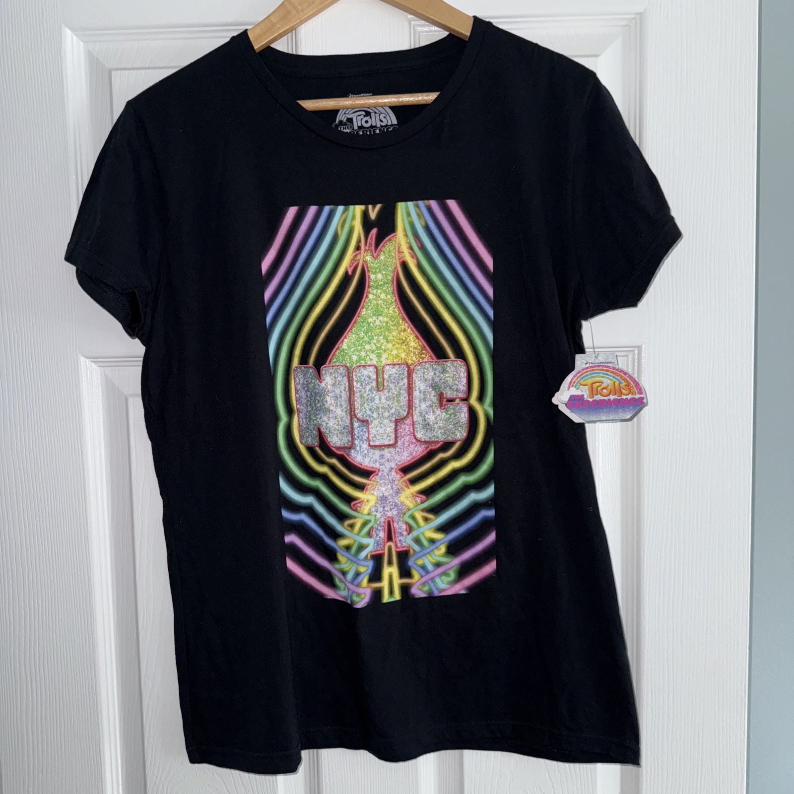 Trolls L Black Short Sleeve, T-Shirt, NYC Graphic On The Front ￼DreamWorls gallery