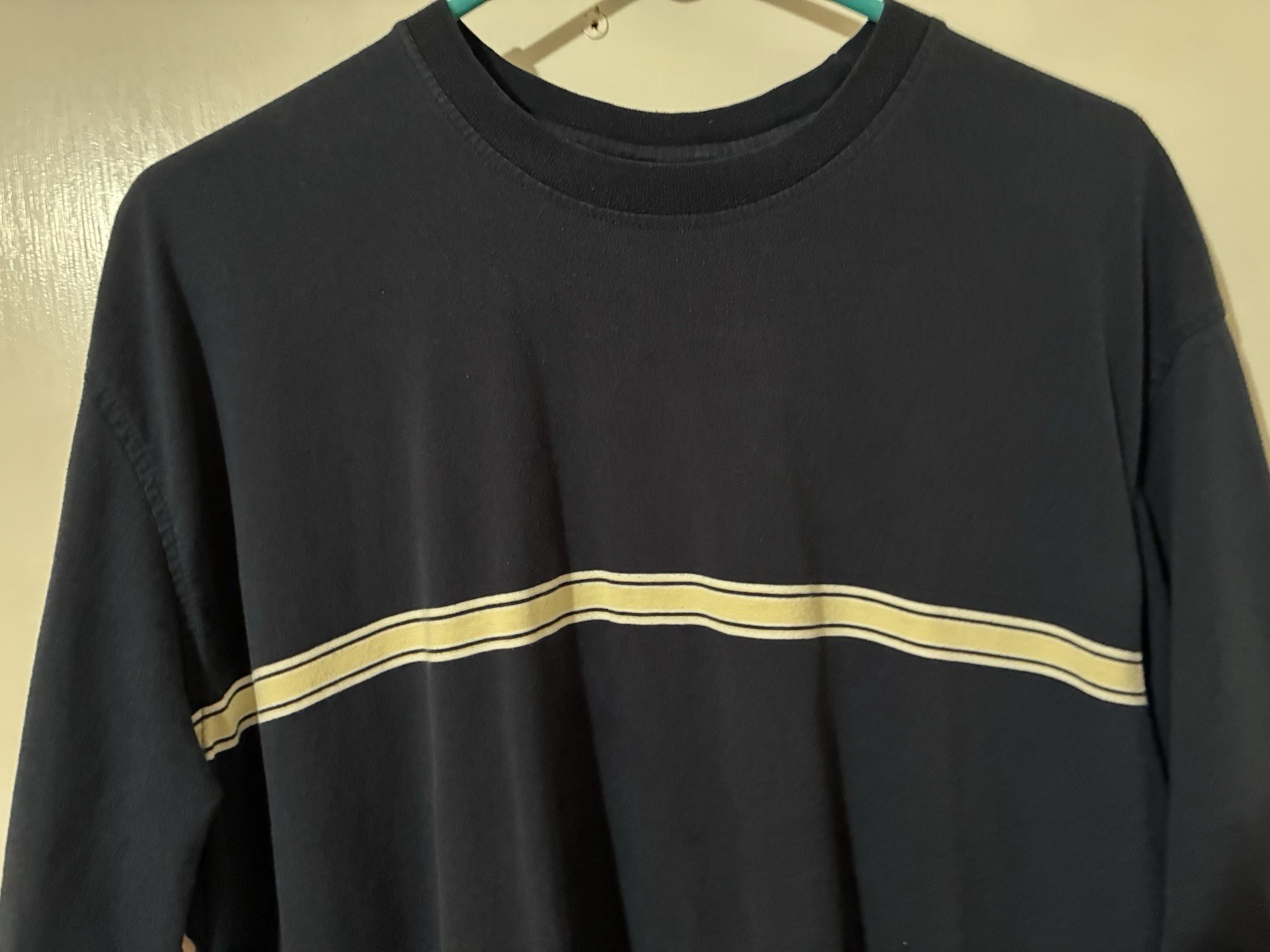 Puritan Brand Adult 2XL Blue w/Yellow and White Stripes Cotton Blend T-Shirt gallery