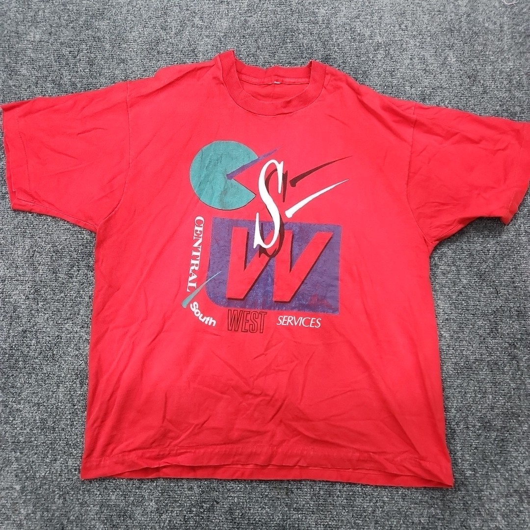 Central South West Services T-Shirt Men X-Large Red CSW Single Stitch Vintage