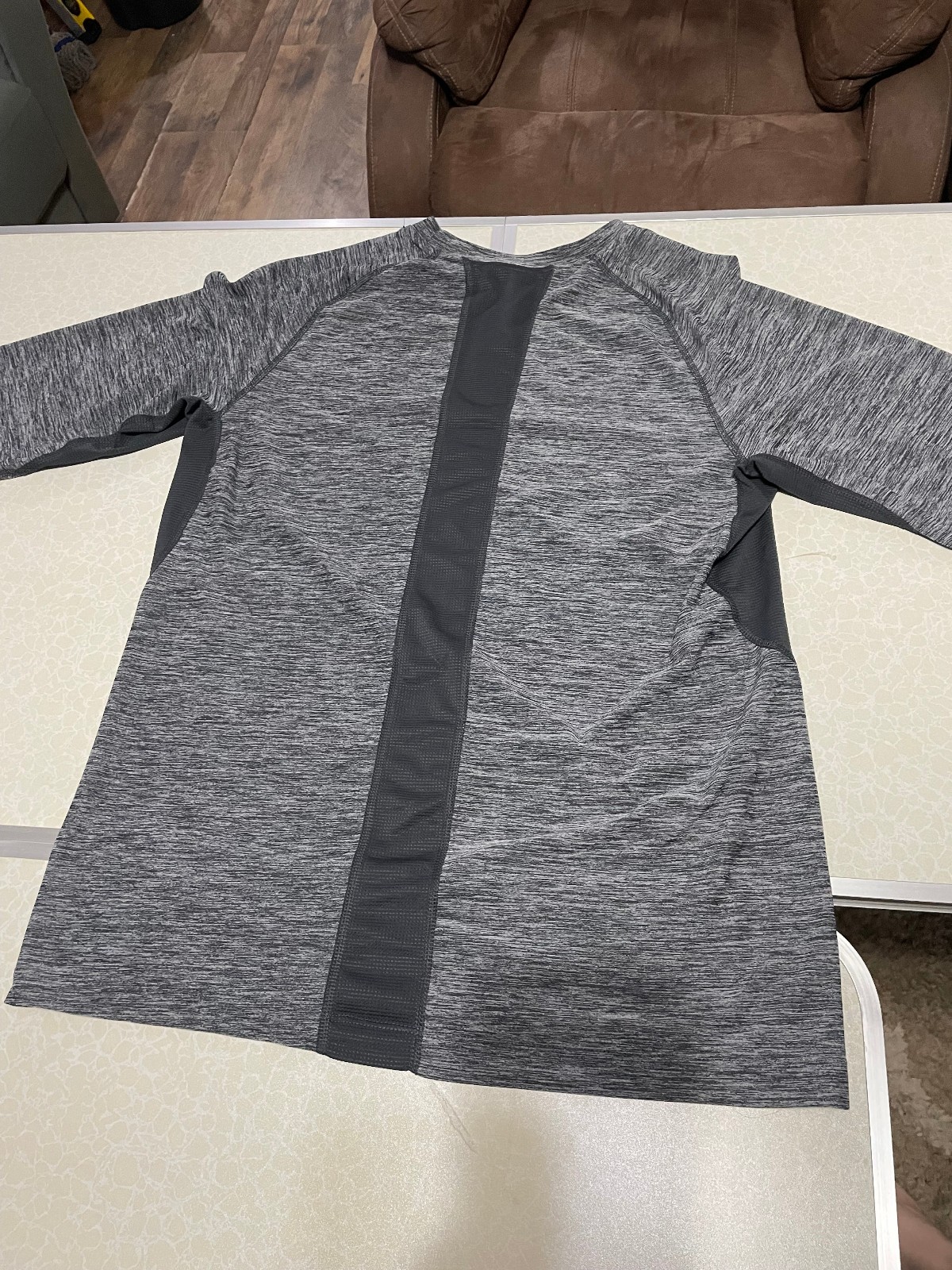 MEN'S SIZE LARGE : RUSSELL BRAND GREY STRIPE BREATHABLE TEE - LONG SLEEVE SHIRT gallery