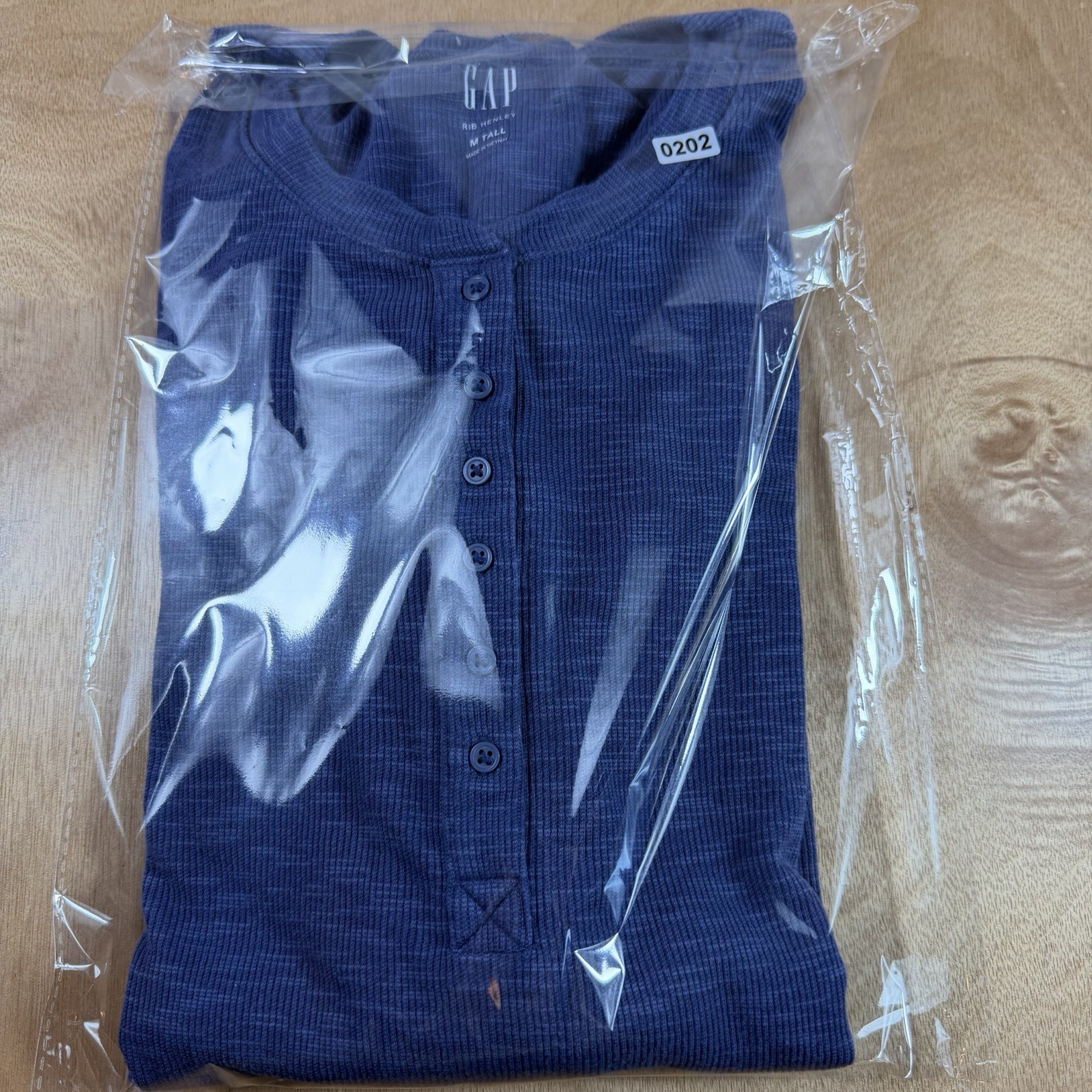 Gap Rib Henley Long SleeveMen Medium Tall Size Blue Color Quarter Button Down gallery