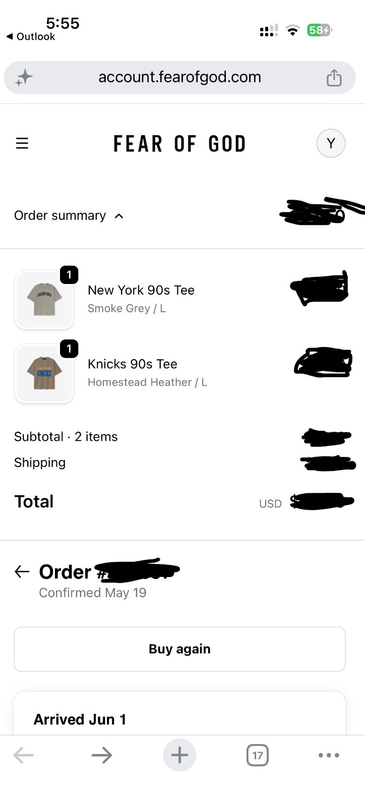 Fear of God Essentials New York Knicks NBA Gray T-Shirt Size L gallery