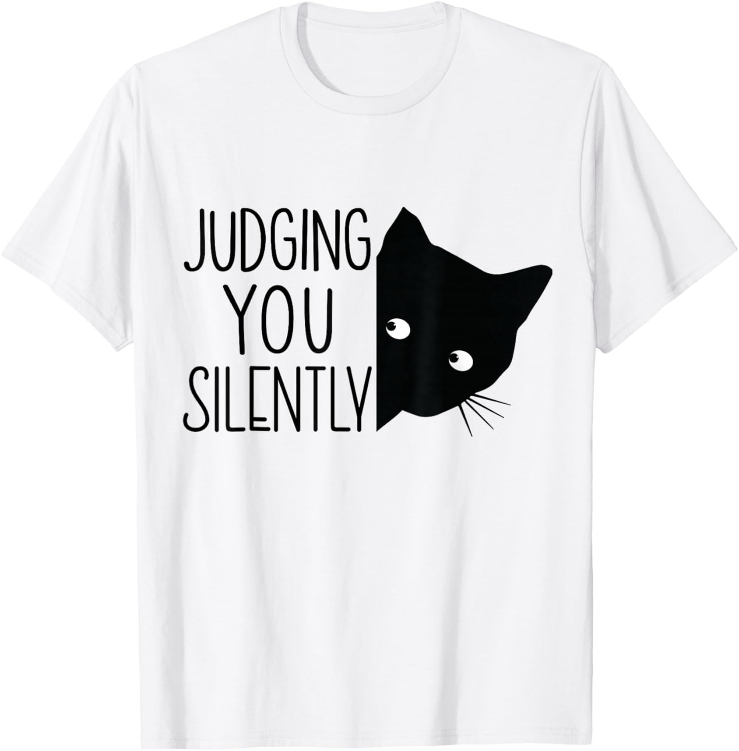 Cat Judging You Silently, Funny Black Cat Mom Dad T-Shirt gallery