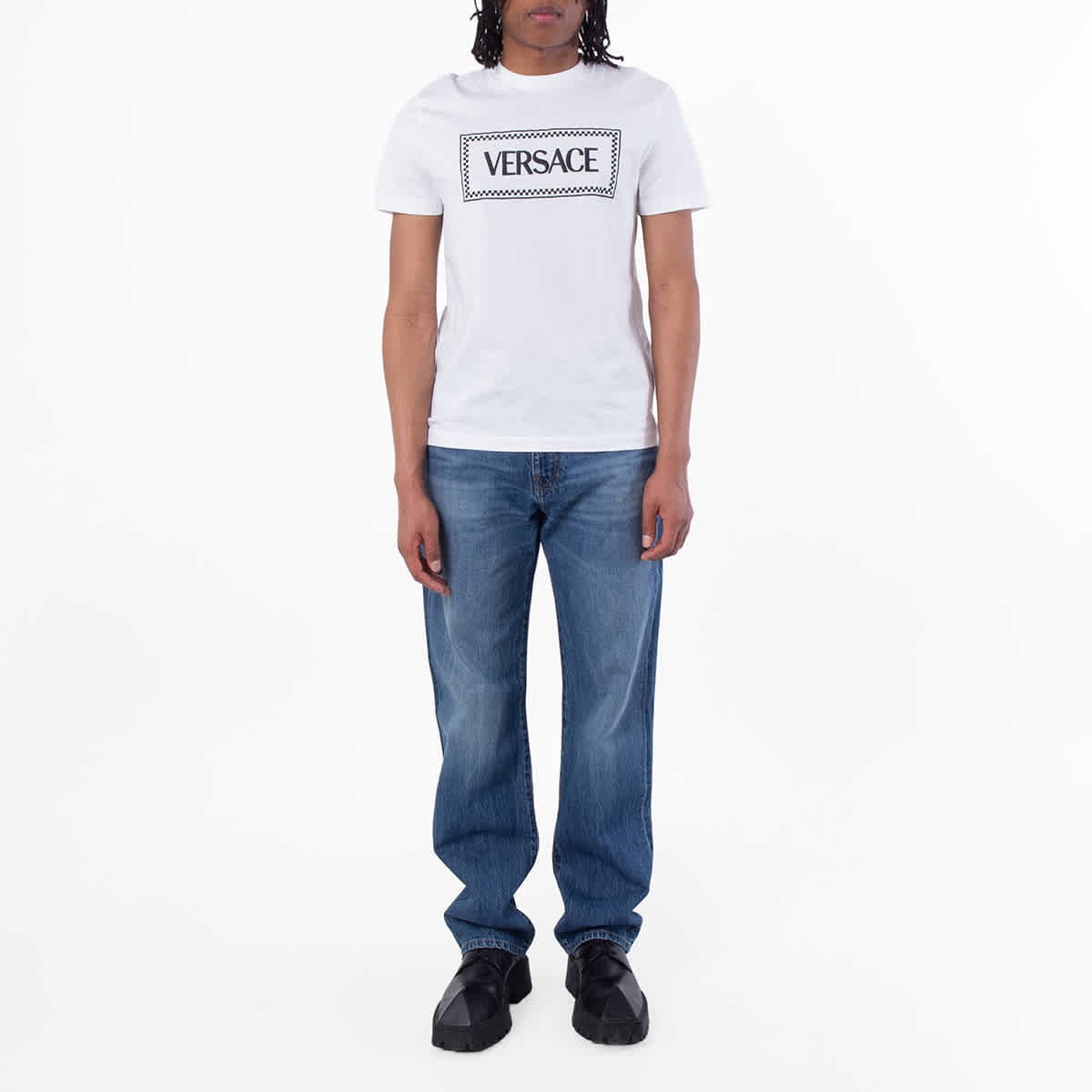 Versace 90s Logo Embroidered Cotton T Shirt gallery