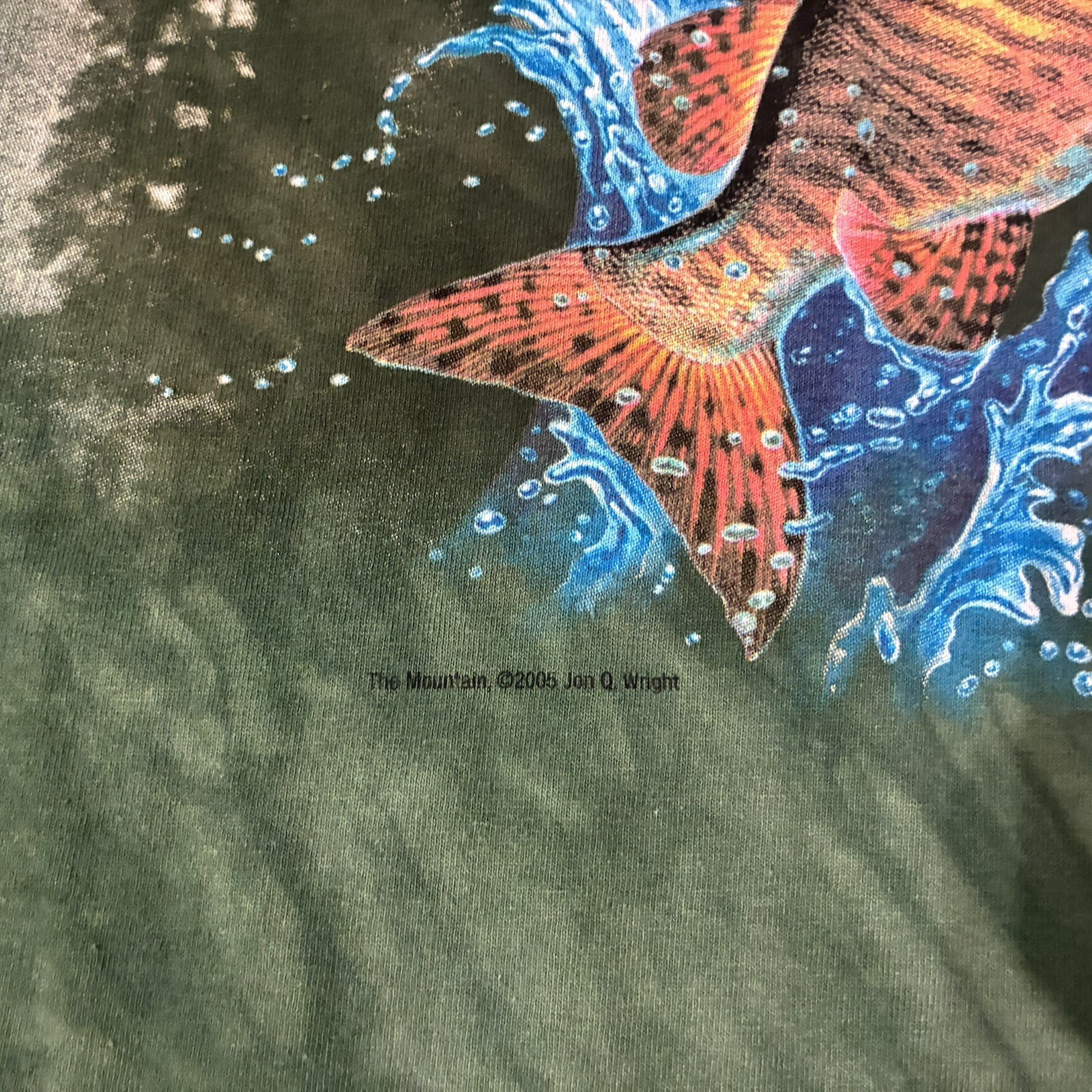 Vintage Y2K The Mountain Mens XL Tie Dye Muskie Fishing Shirt Green Nature Musky gallery