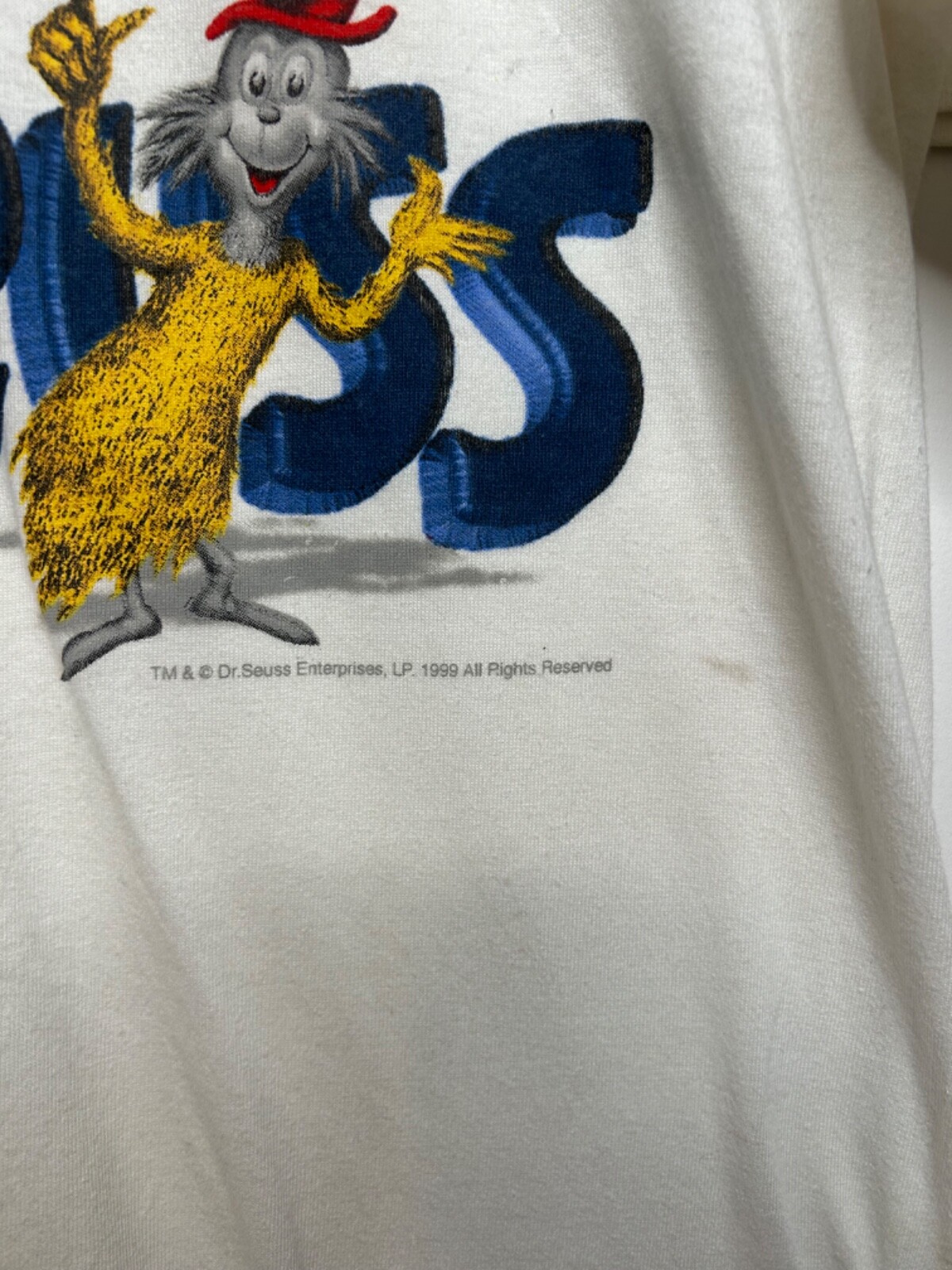 Jerzees Men Size M White Short Sleeve Dr Seuss 1999 Shirt Double Stitch Stained gallery