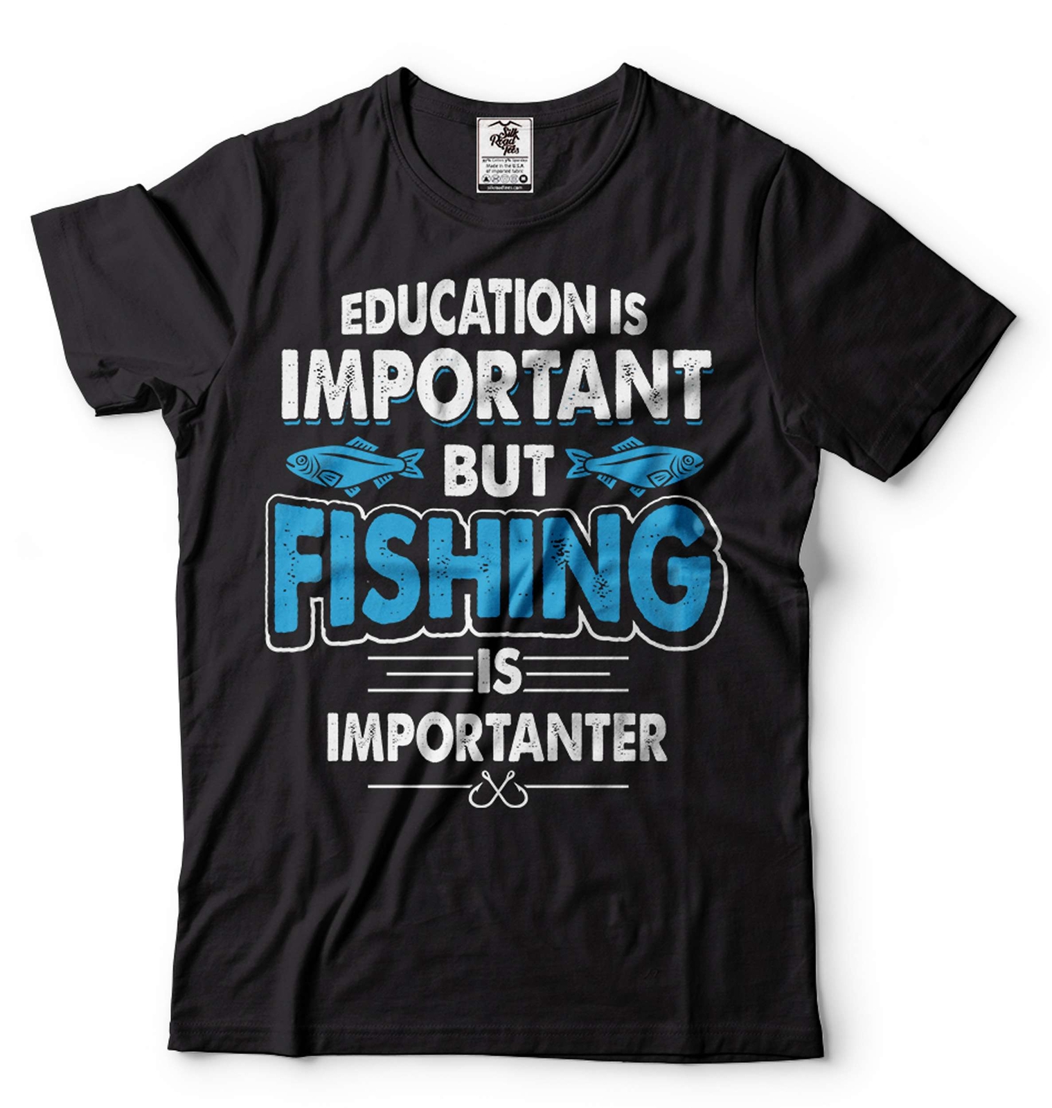 Funny Fishing Joke Tee Education Is Important But Fishing Is Importanter Tee gallery