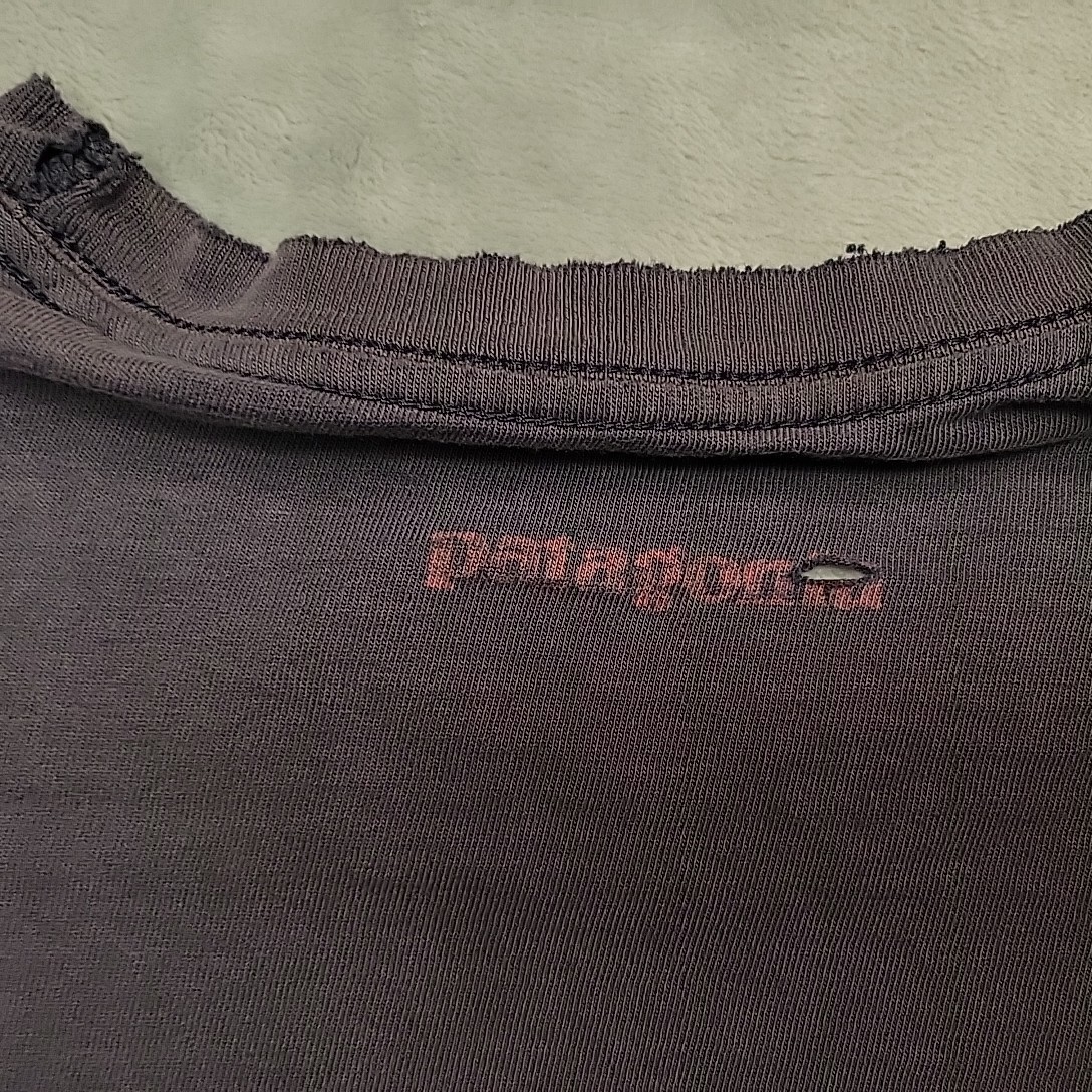 Patagonia Shirt Mens Large Blue Grunge Retro Nature Made in USA Organic Cotton gallery