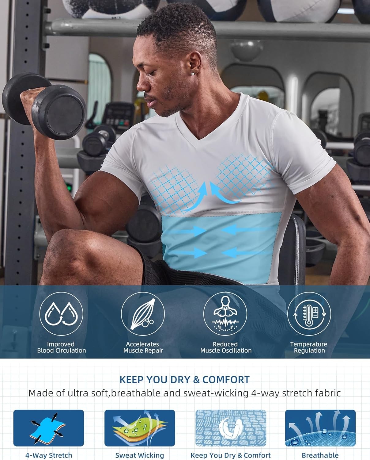 Mens Chest Compression Shirt for Gynecomastia Slimming Body Shaper V Neck Top gallery