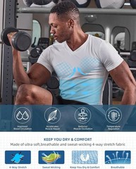 Mens Chest Compression Shirt for Gynecomastia Slimming Body Shaper V Neck Top