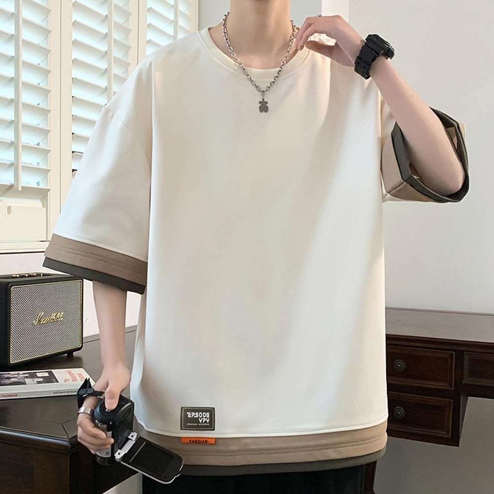Mens Three Quarter Sleeve Casual Layered T Shirt gallery
