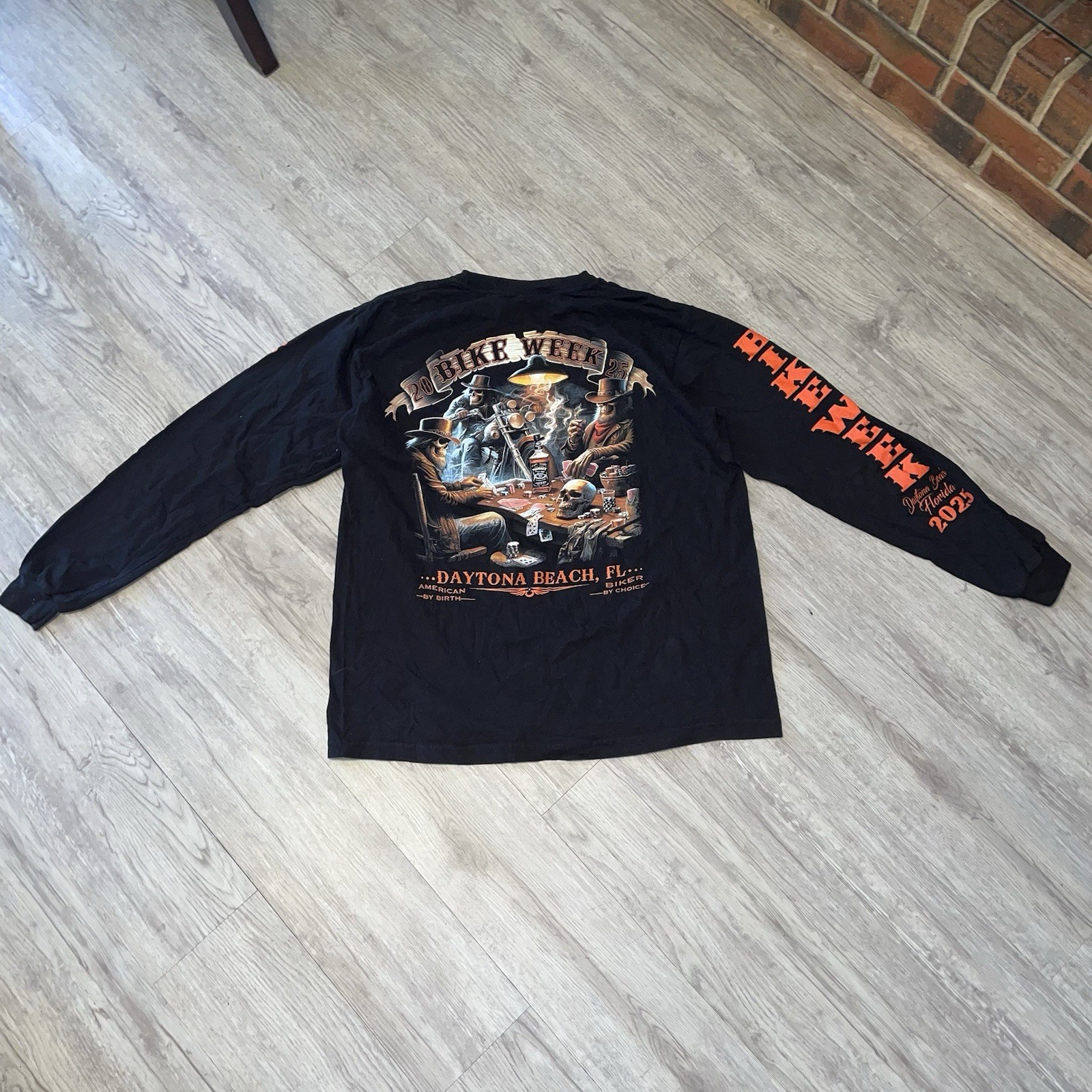 Hot Leather Bike Week Daytona Beach FL 2025 Black Long Sleeve Graphic Shirt Larg