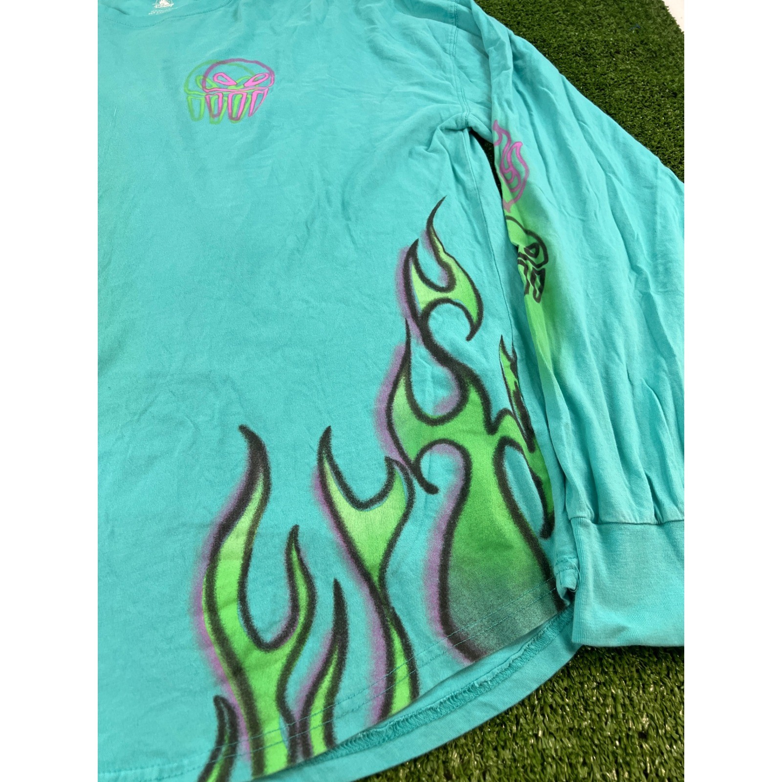 Disney Villains Hades Airbrush Graphic Long Sleeve Shirt Teal XL How Ya Doin gallery