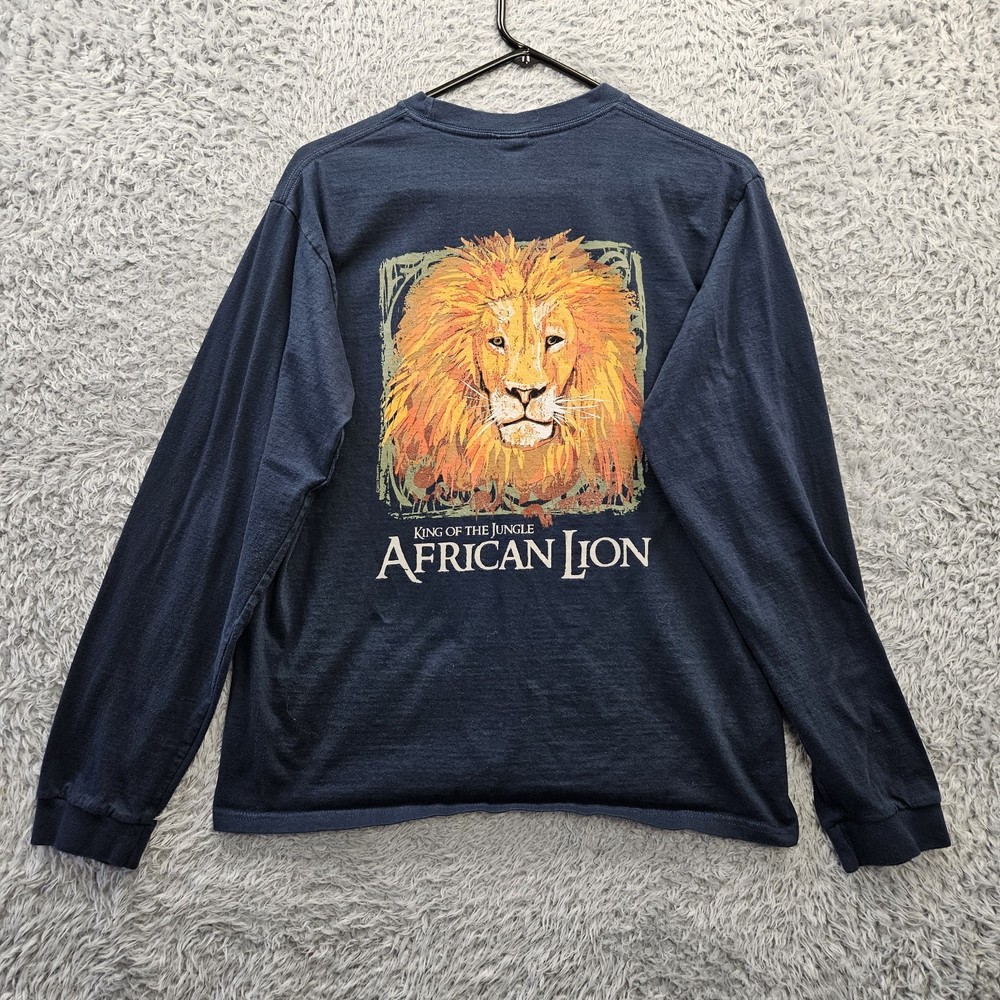 Crazy Shirts T Shirt Small Discovery Channel African Lion 2 Sided Long Sleeve