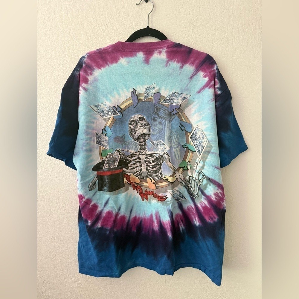 Vintage 1999 Grateful Dead TShirt XL Tie Dye Liquid Blue Queen of Spades 2 Side gallery
