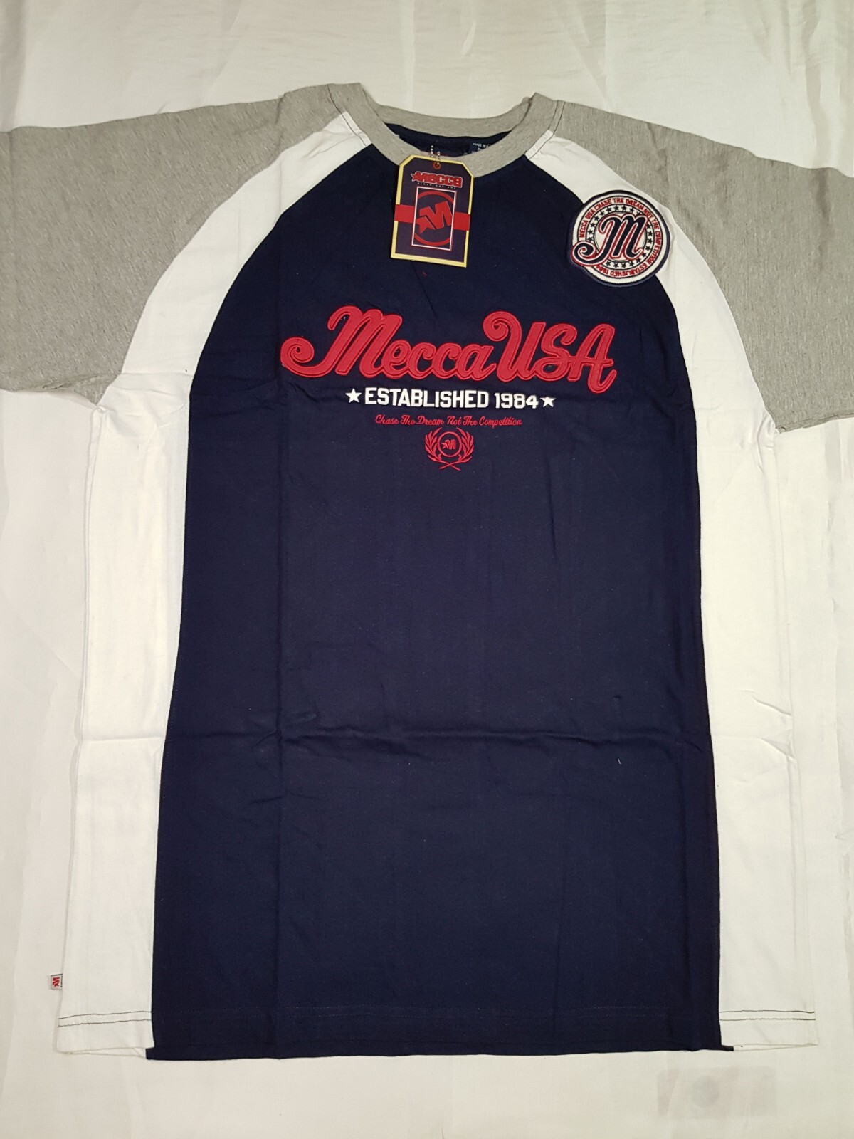 VINTAGE MECCA USA SIZE XXL 2XL MENS COTTON EMBROIDERED T-SHIRT HIP HOP 90s Y2K gallery