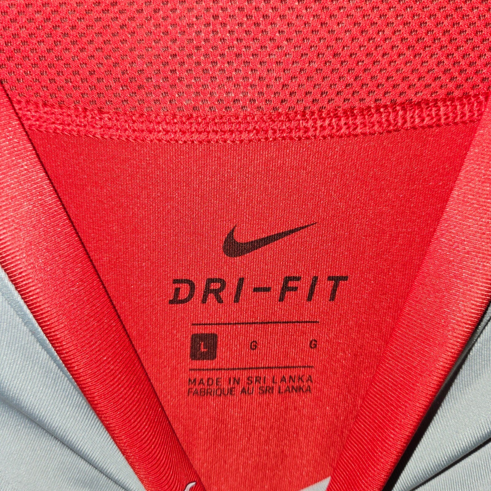 Nike Pro Dri-FIT Baseball Top Long Sleeve Gray Red Athletic Shirt Large gallery